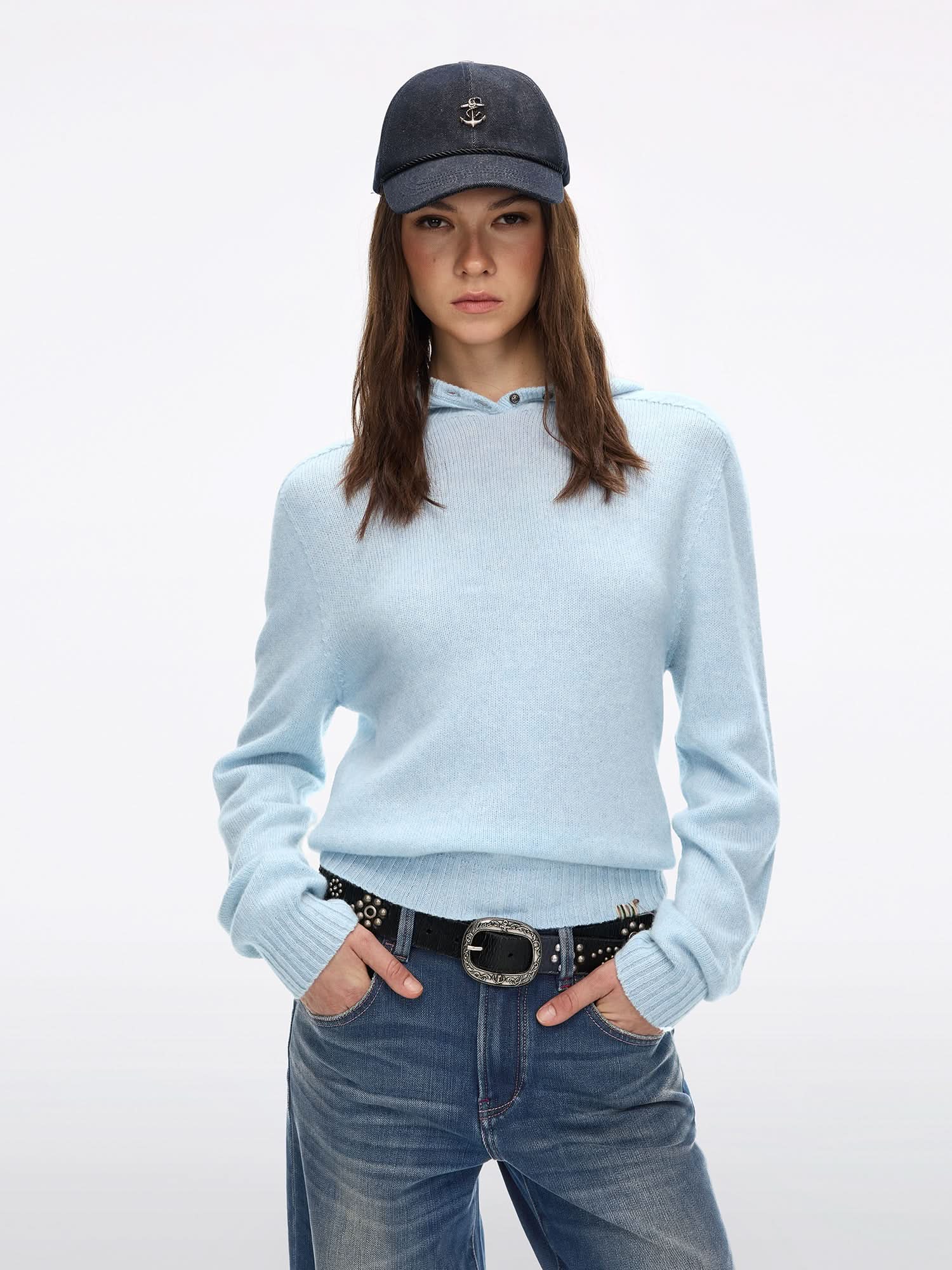 Hooded Wool Knit Top
