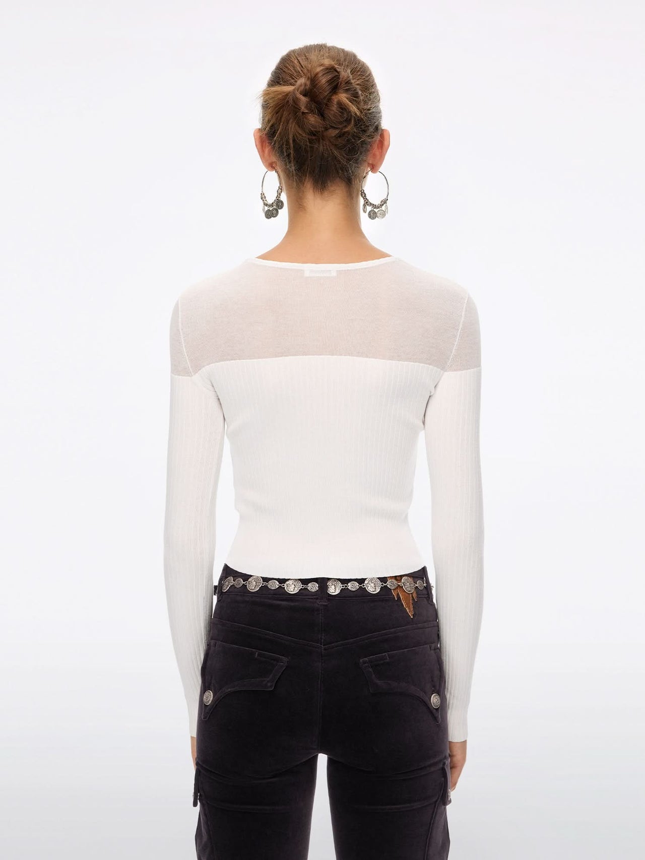 Contrast Mesh Knit Top