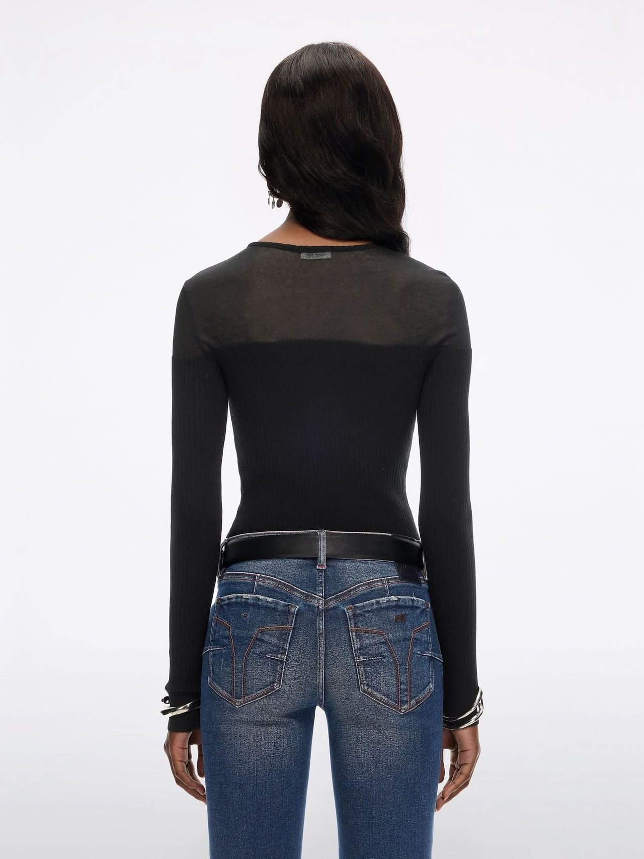 Contrast Mesh Knit Top
