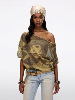 Asymmetric Printed Knitwear