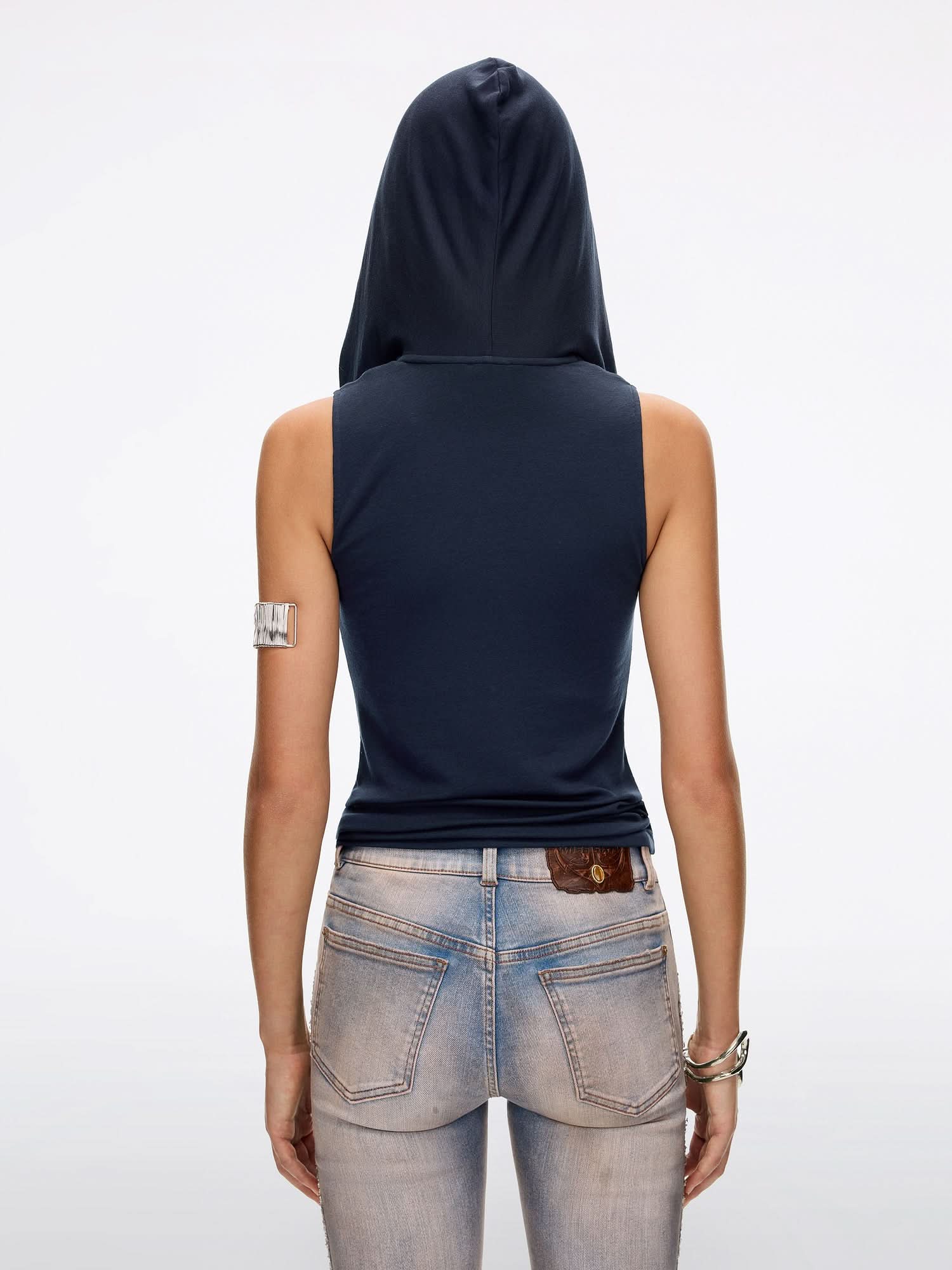 Cowl-Neck Hooded T-Shirt