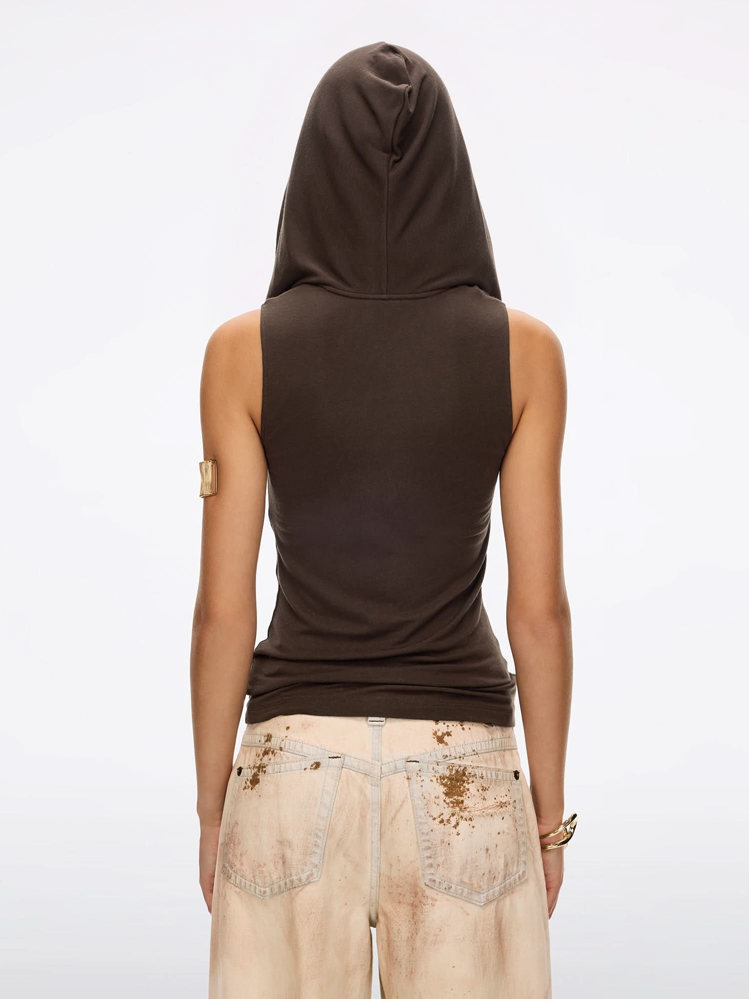 Cowl-Neck Hooded T-Shirt