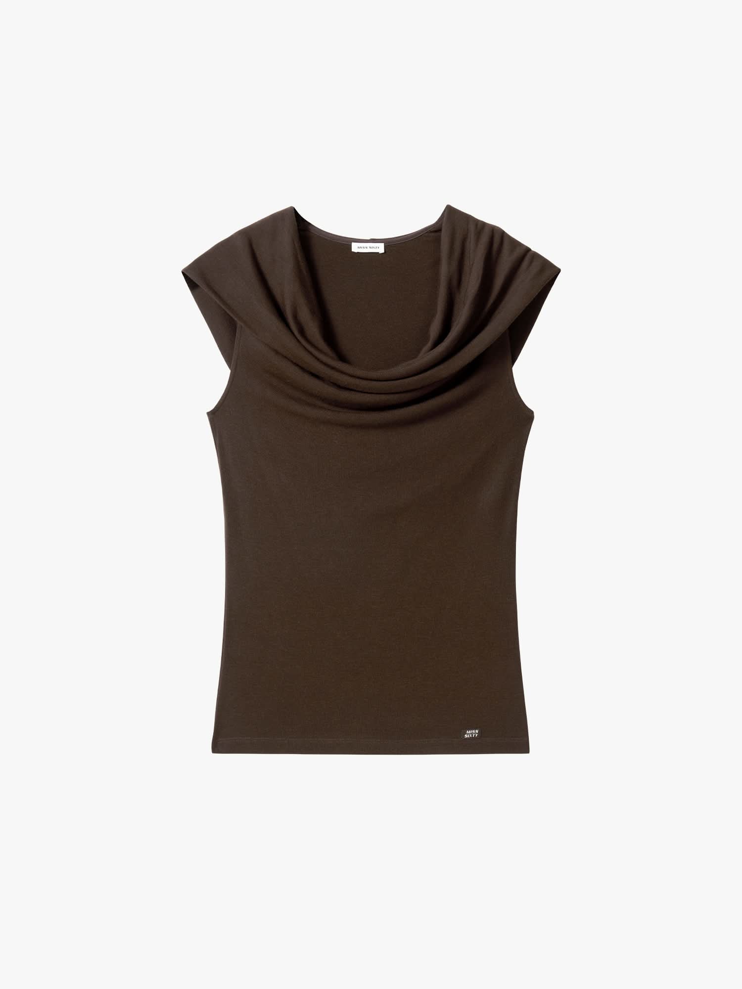 Cowl-Neck Hooded T-Shirt