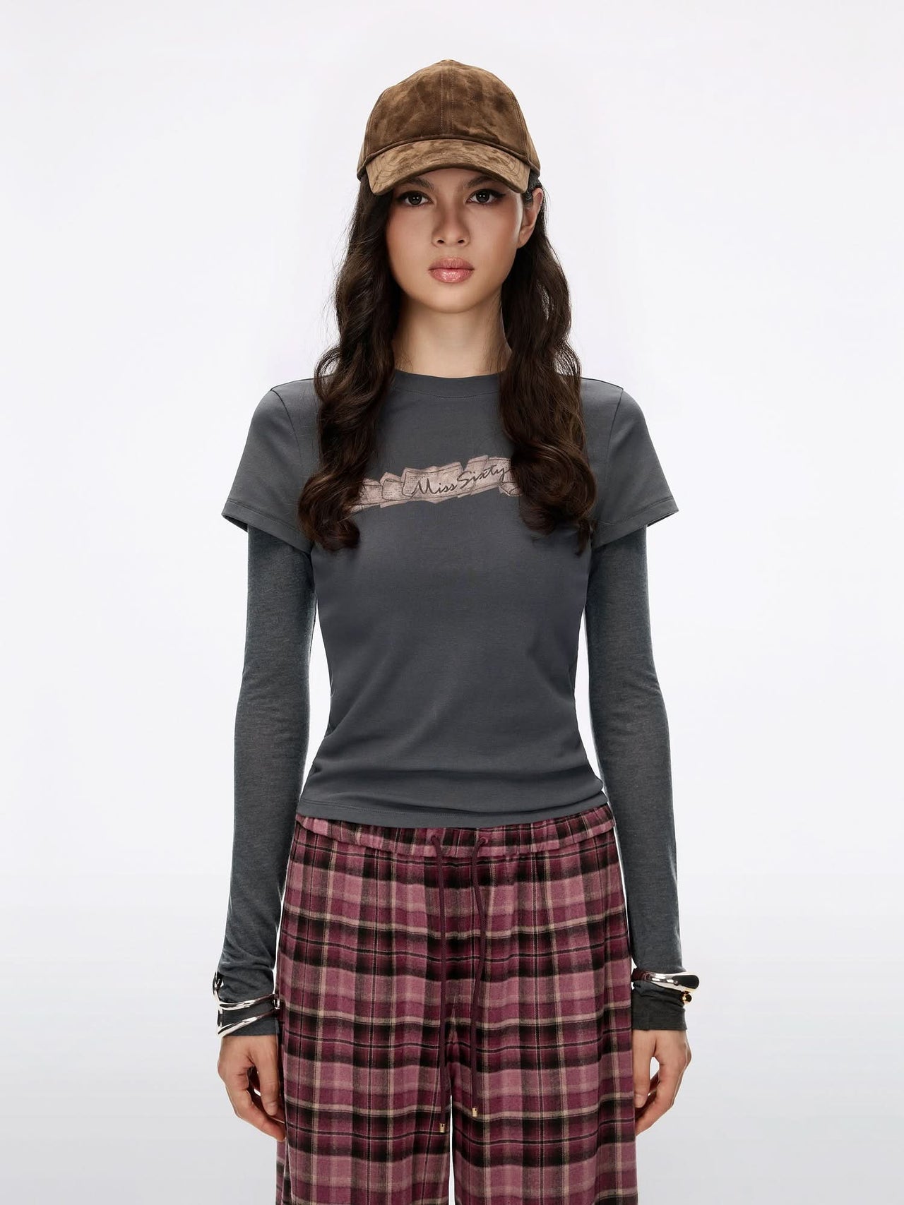 Layered-Look Printed T-Shirt