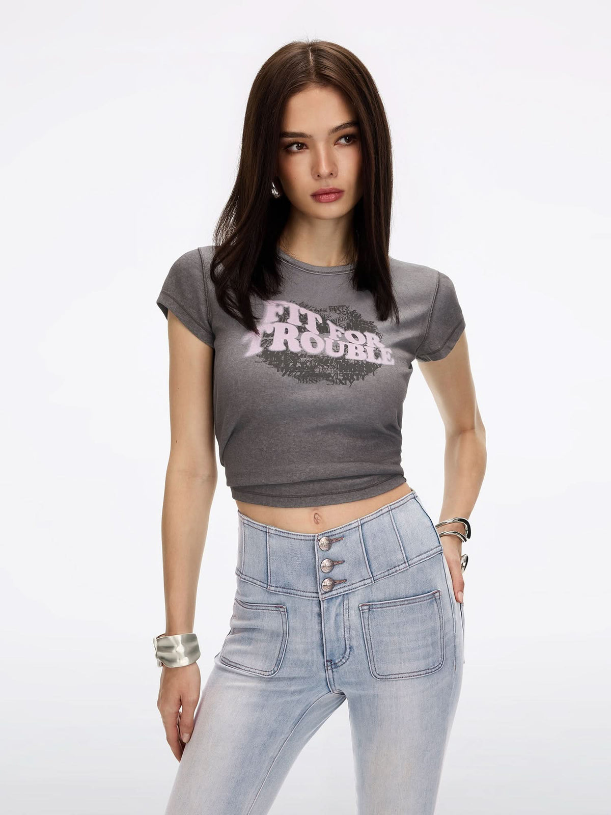 Distressed Graphic Lip T-Shirt