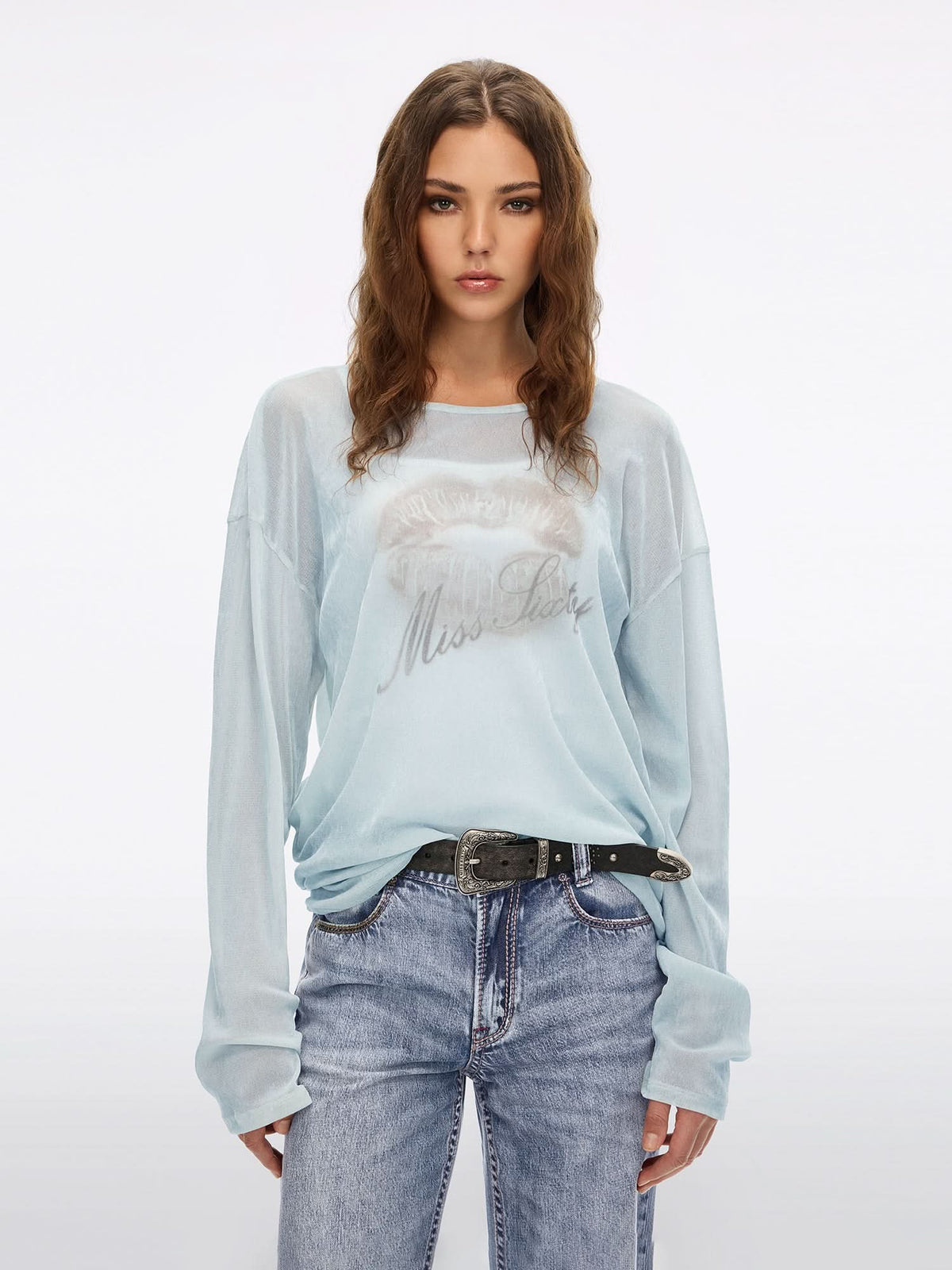 Flocked Lip-Graphic T-Shirt