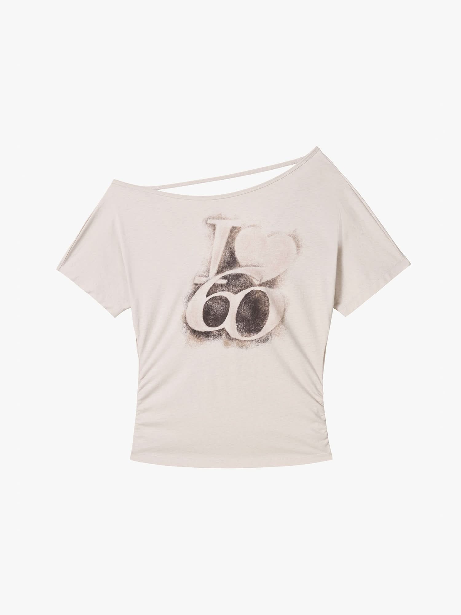 Off-Shoulder Print T-Shirt