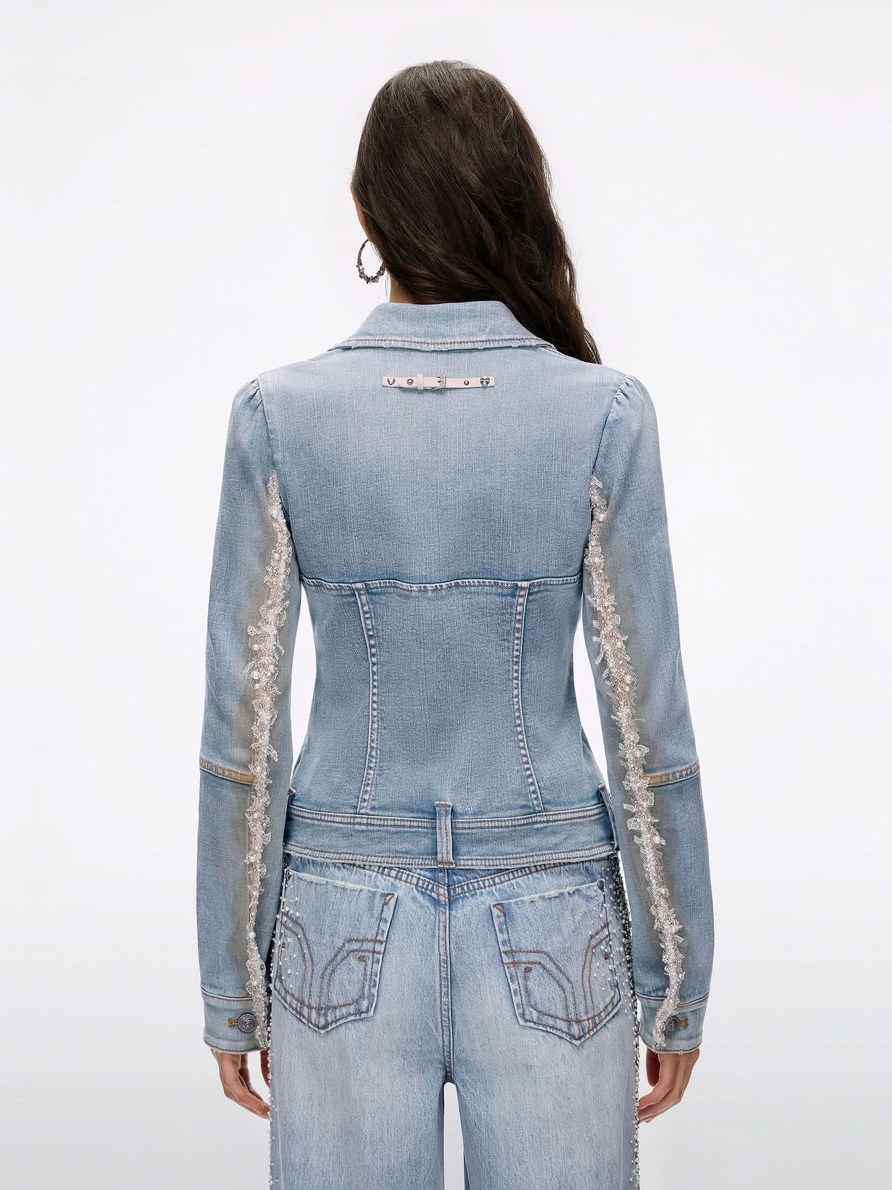 Pearl Rhinestone Denim Jacket