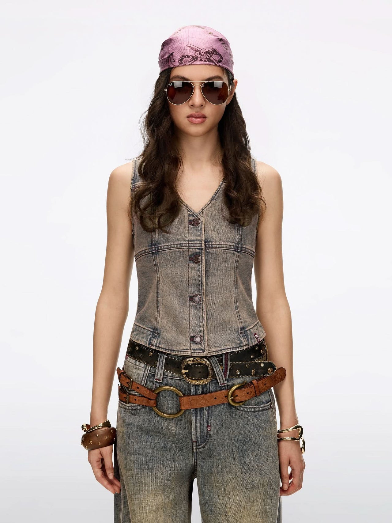 Distressed Denim Vest