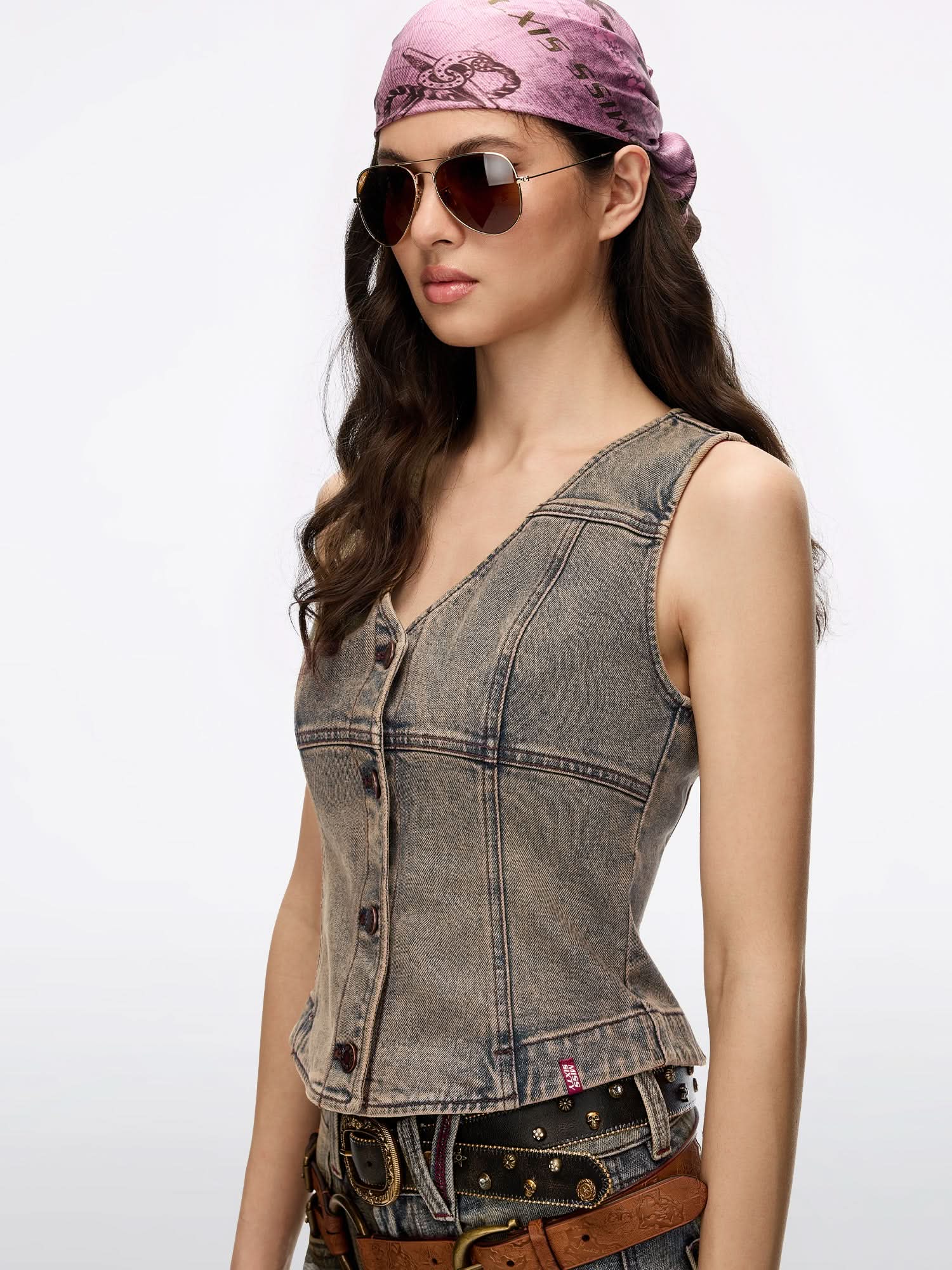 Distressed Denim Vest