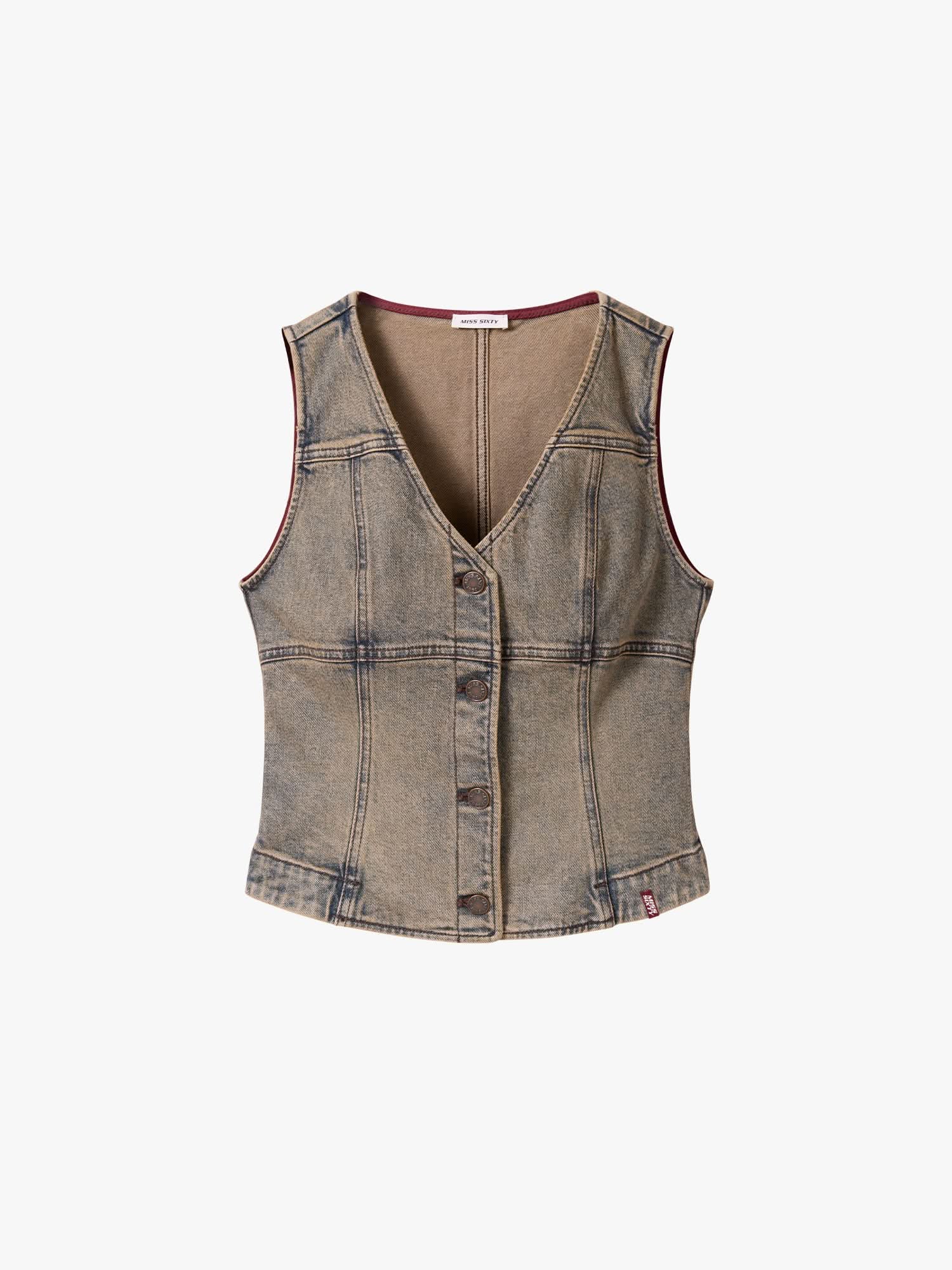 Distressed Denim Vest