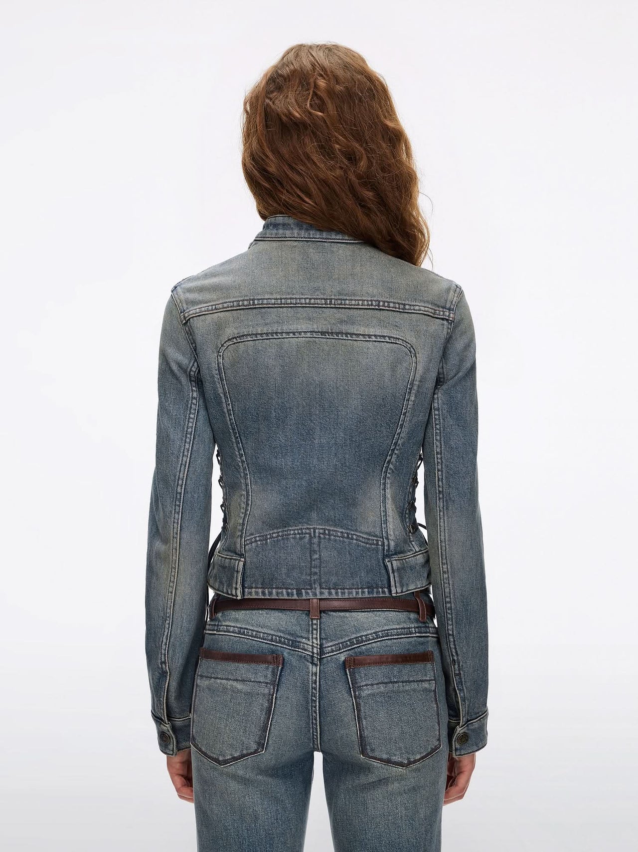 Lace-Up Denim Jacket