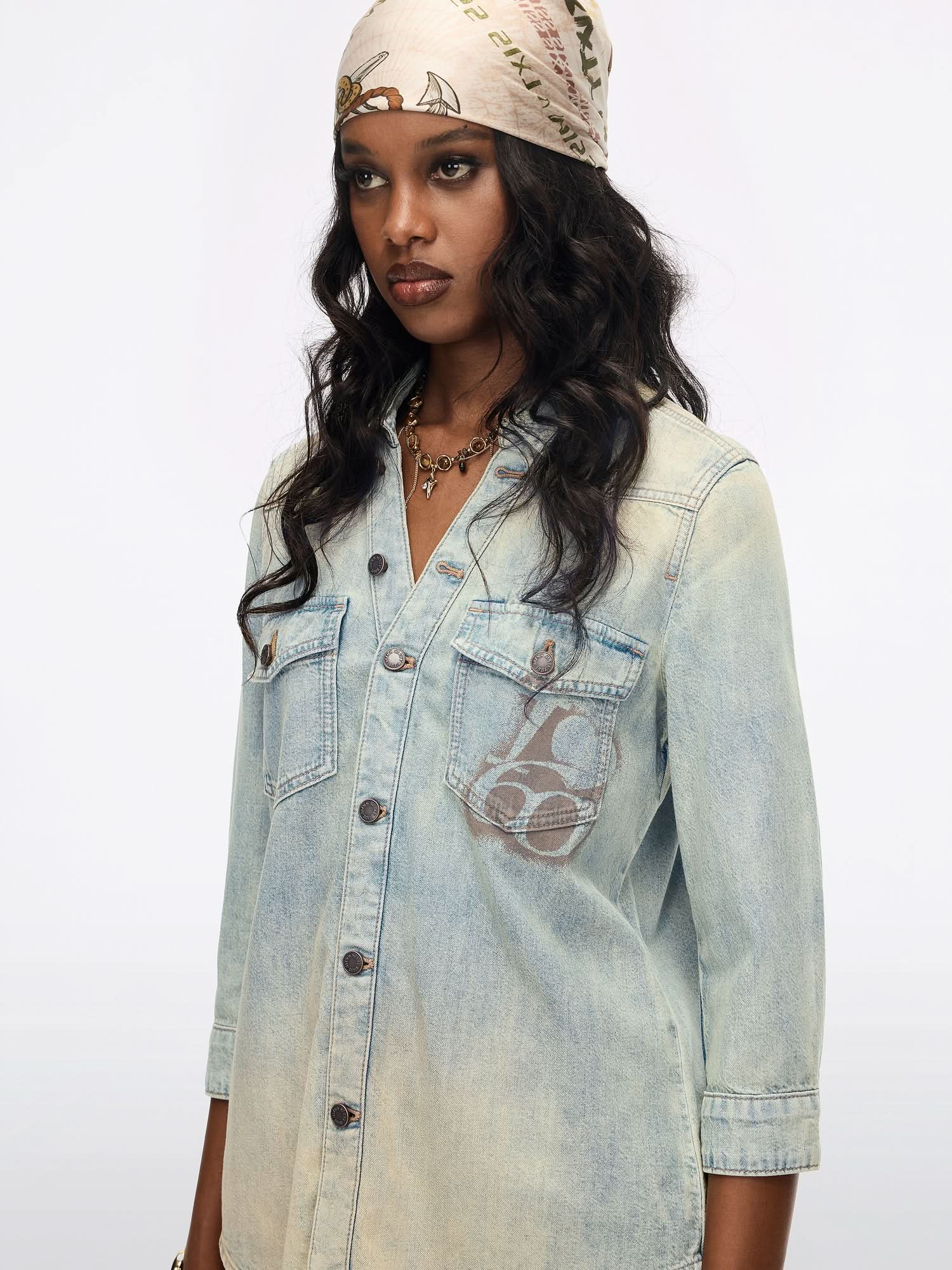 Printed Denim Shirt