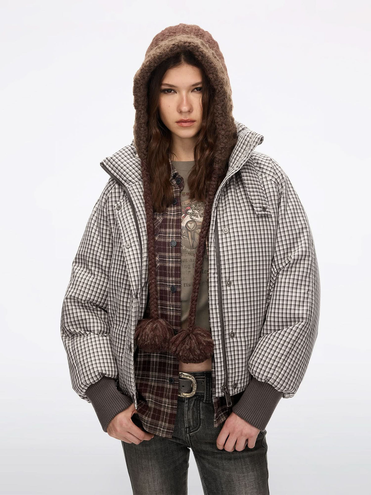 Plaid Down Jacket