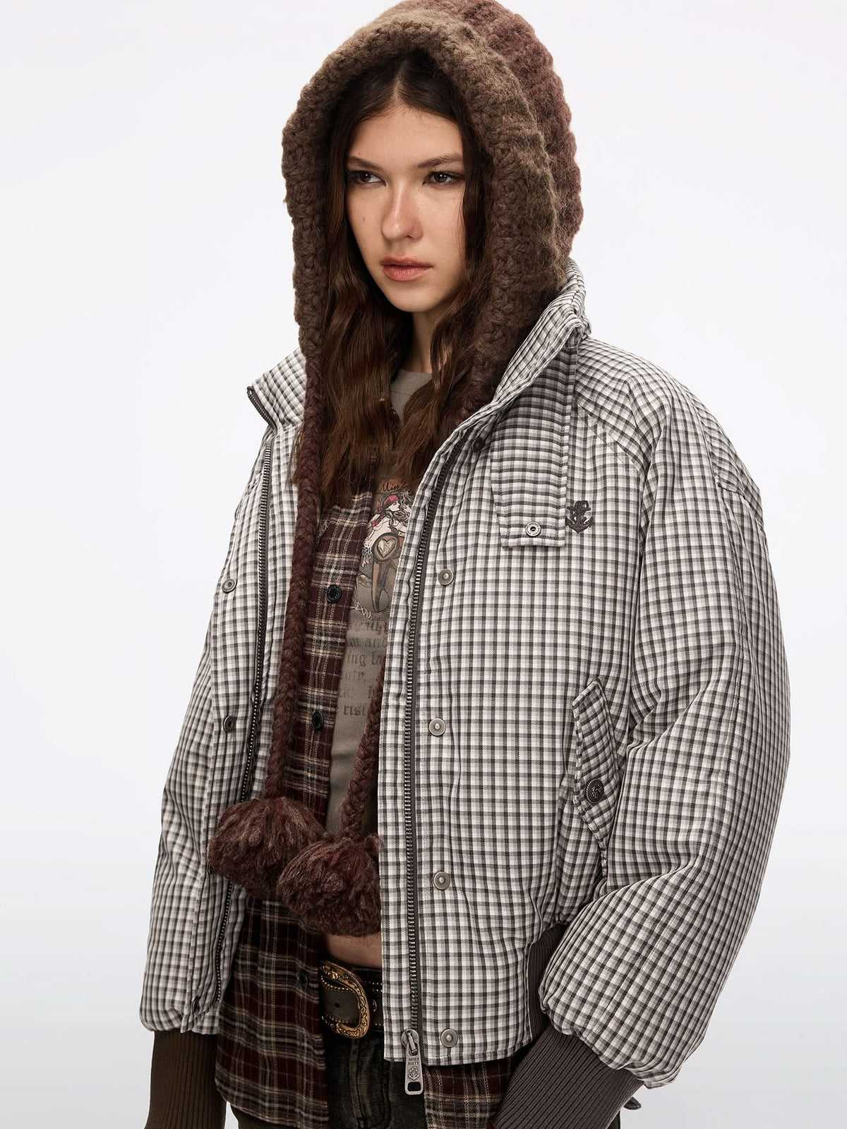 Plaid Down Jacket