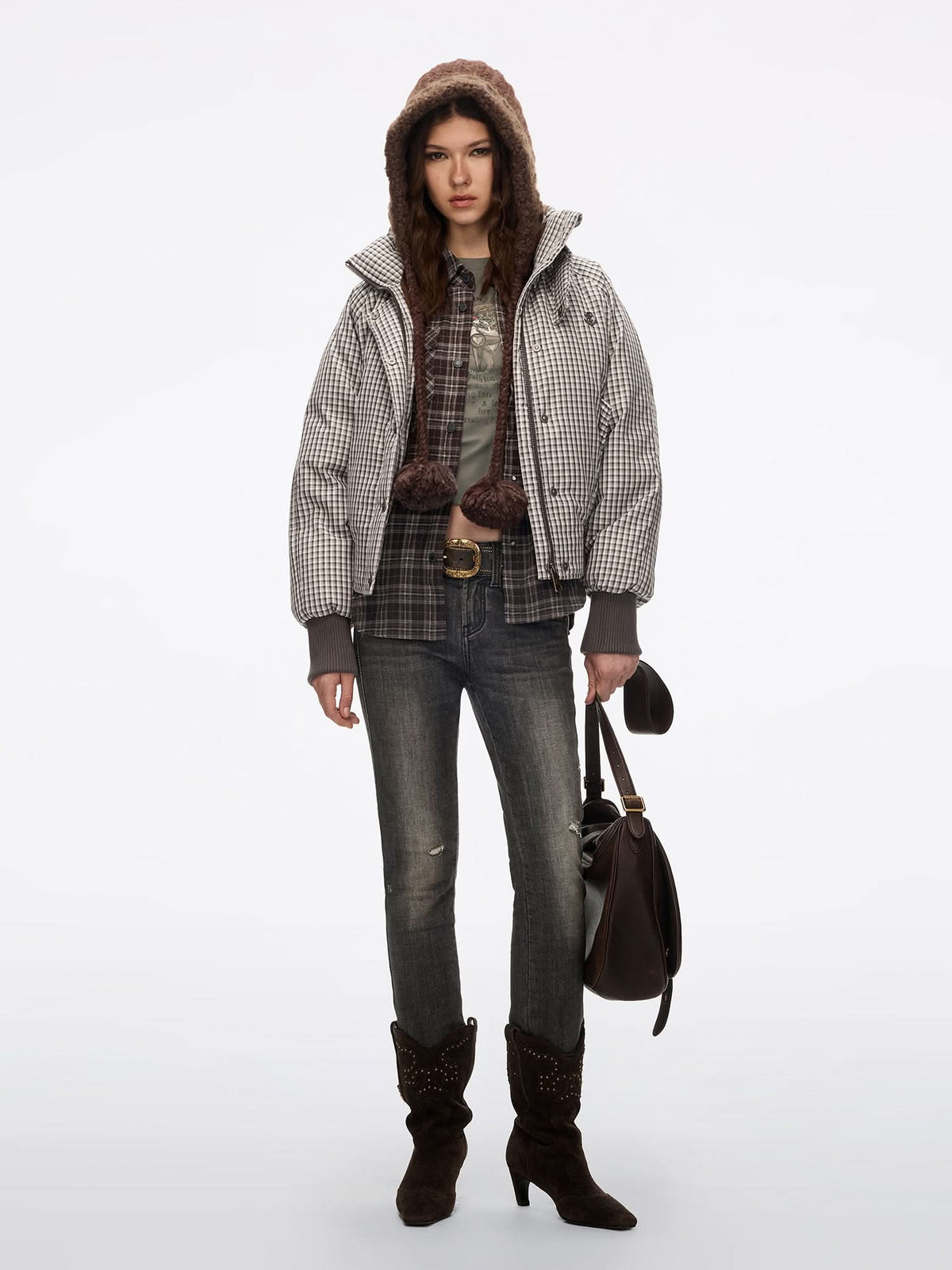 Plaid Down Jacket