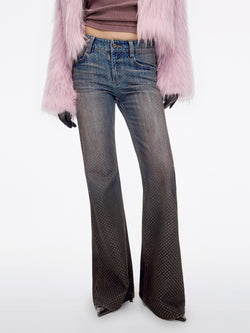 Gradient Rhinestone-Embellished Flare Jeans