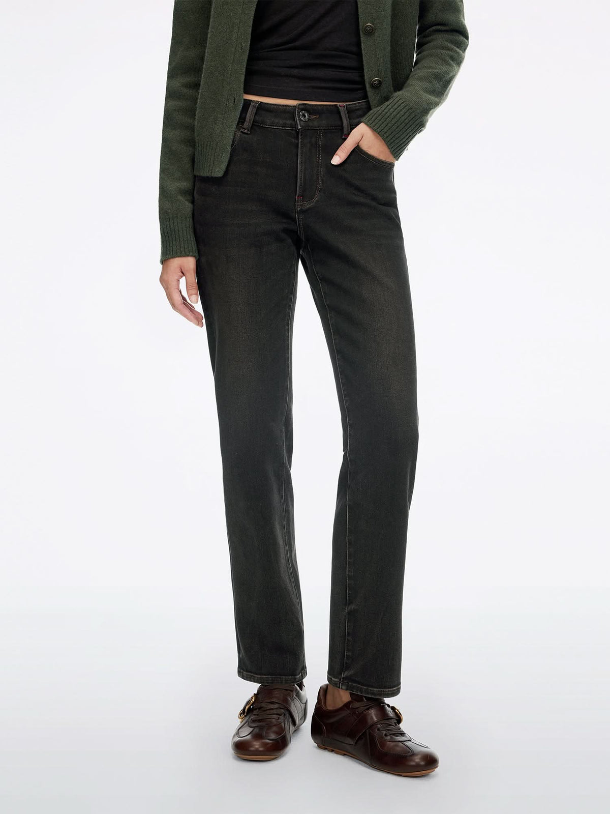 Mid Rise Straight Jeans-EMMA