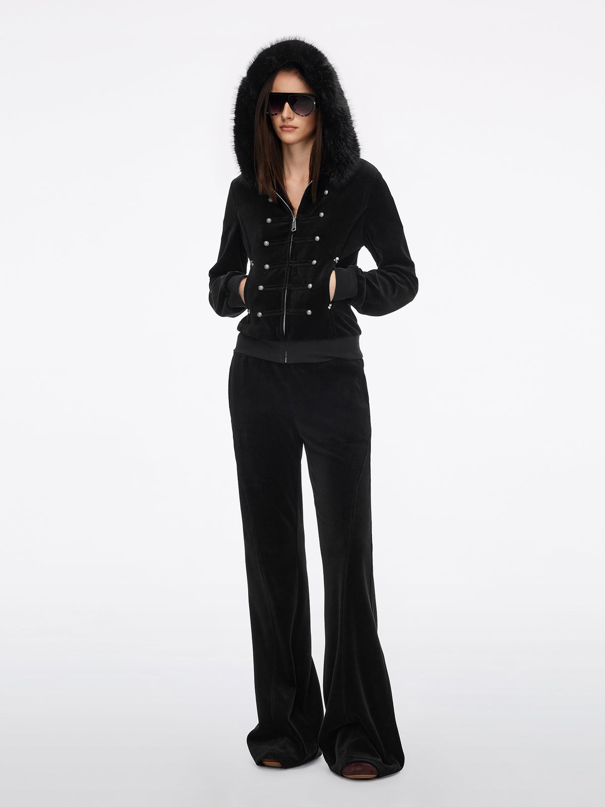 Mid-Rise Flared Trousers