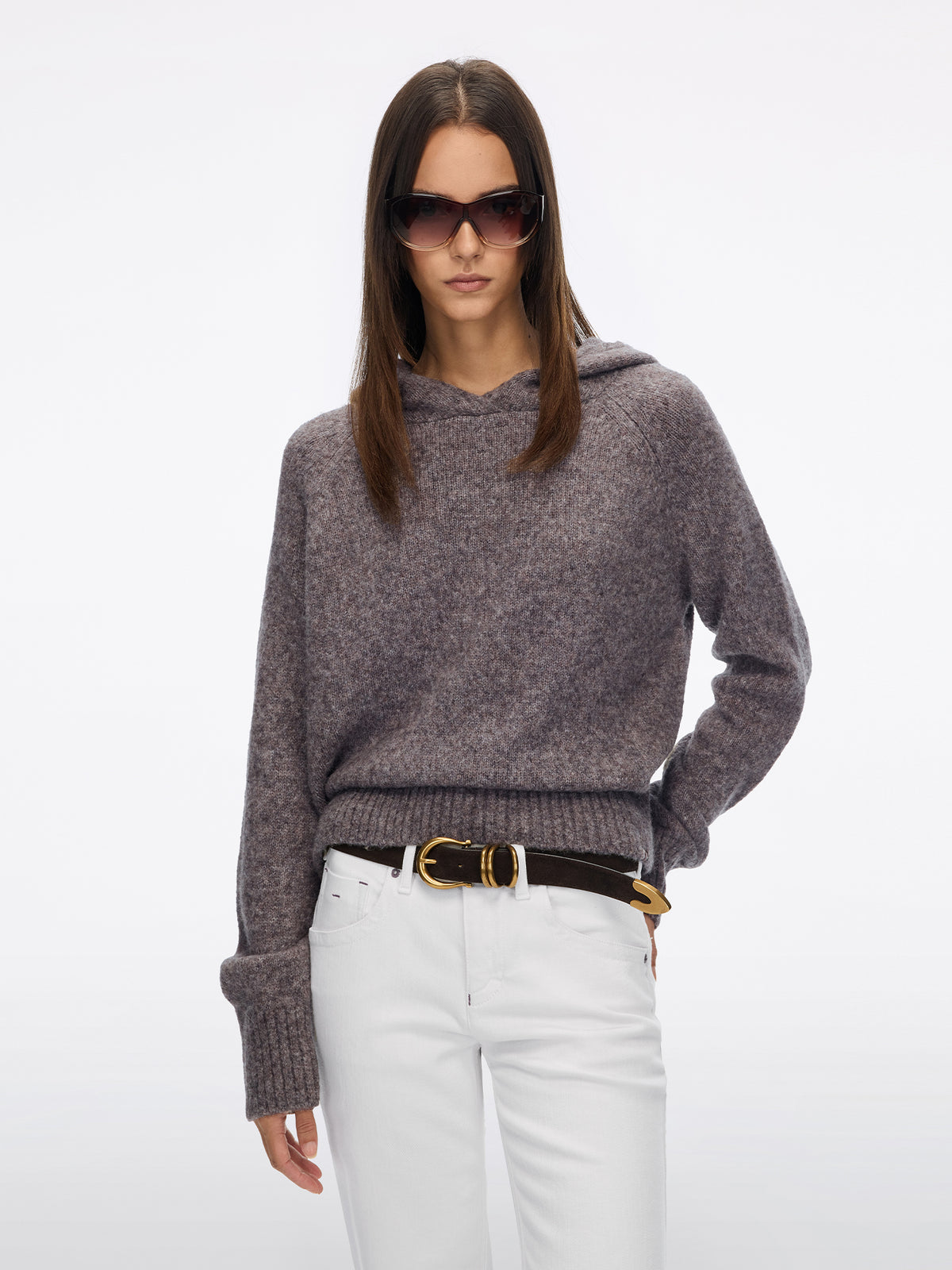 Hooded Wool Knit Sweater