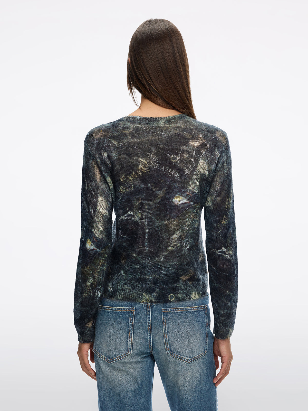 Distressed Printed Knit Top