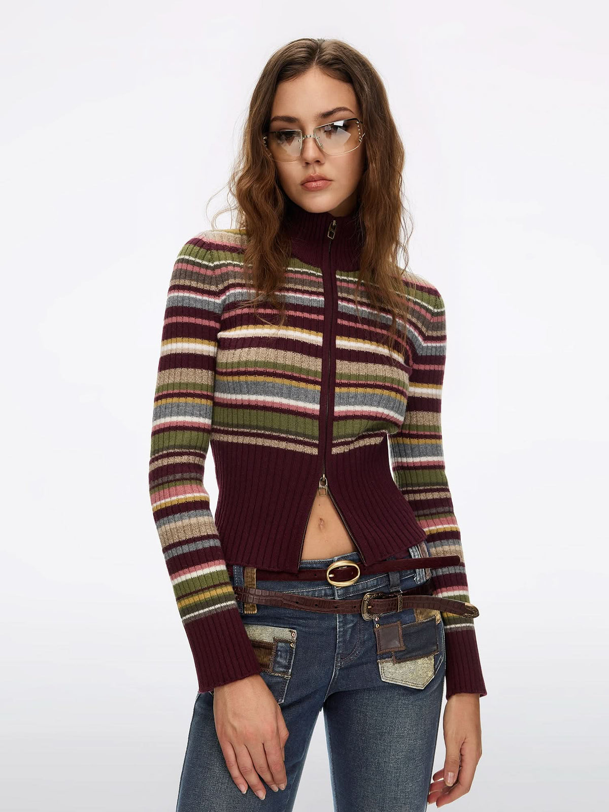 Contrast Striped Knit Sweater