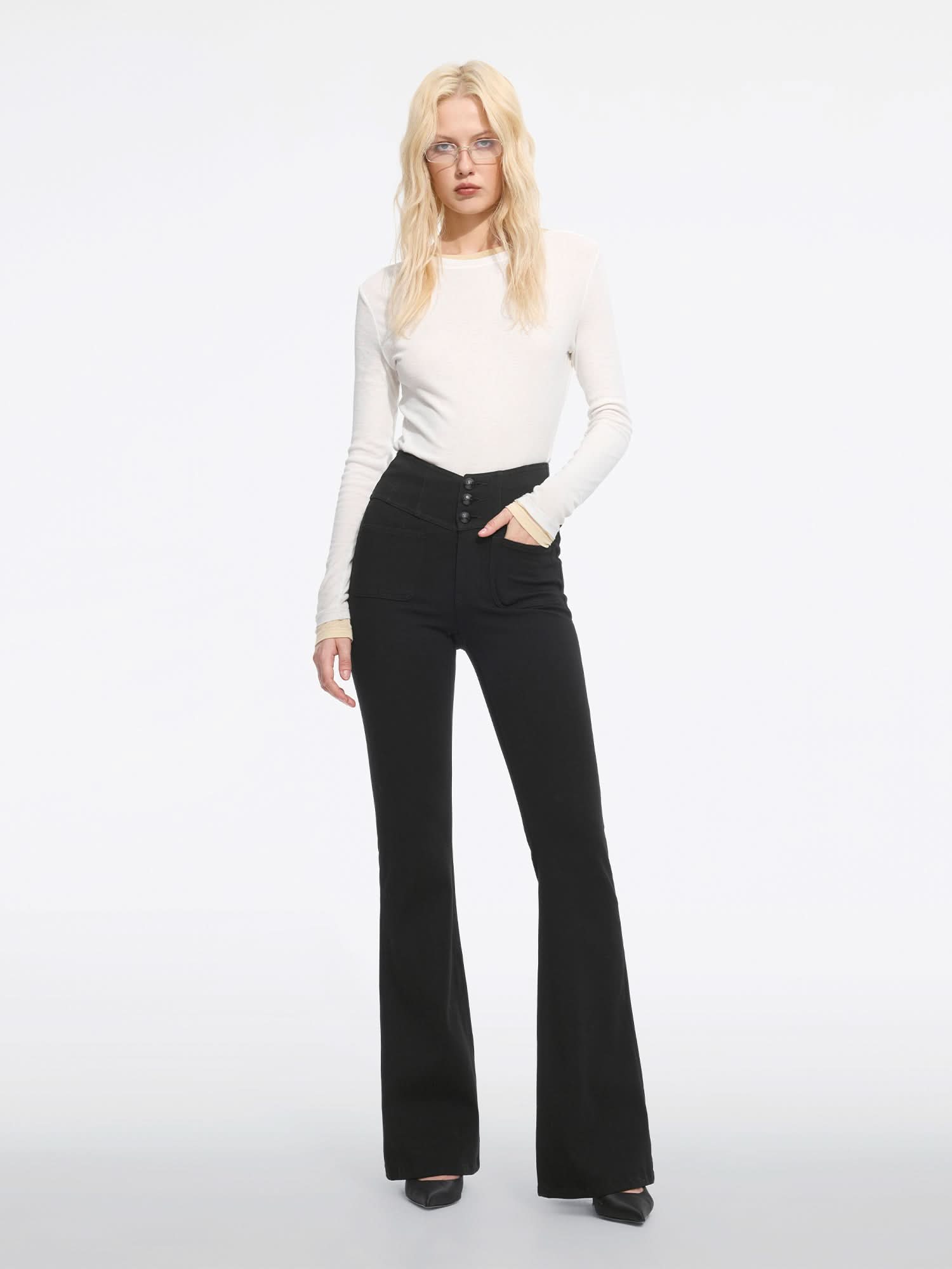 Flared Denim Jeans-GLENDA PLUS 5