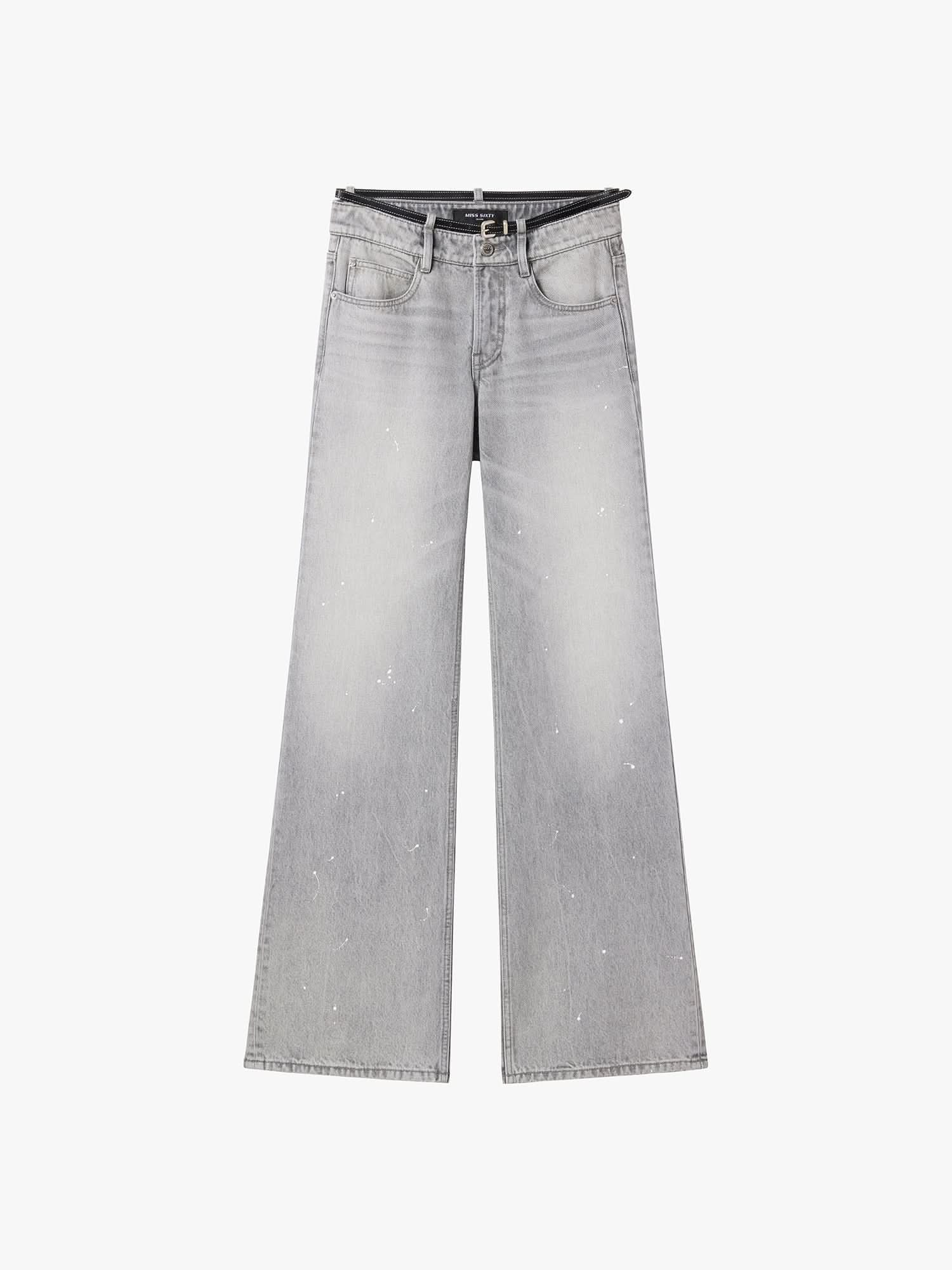 Straight-Leg Belted Jeans