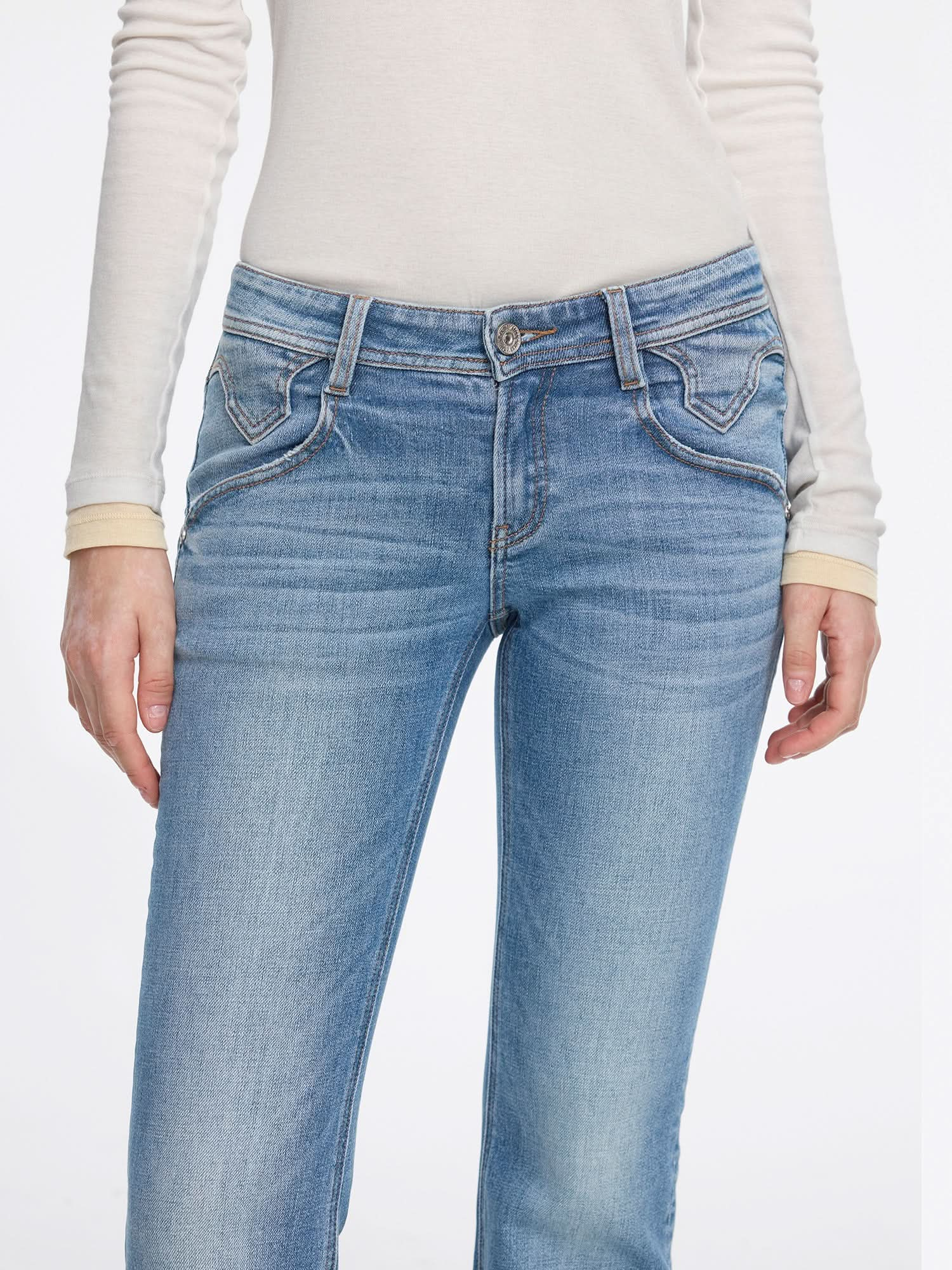 Low-Rise Flared Jeans