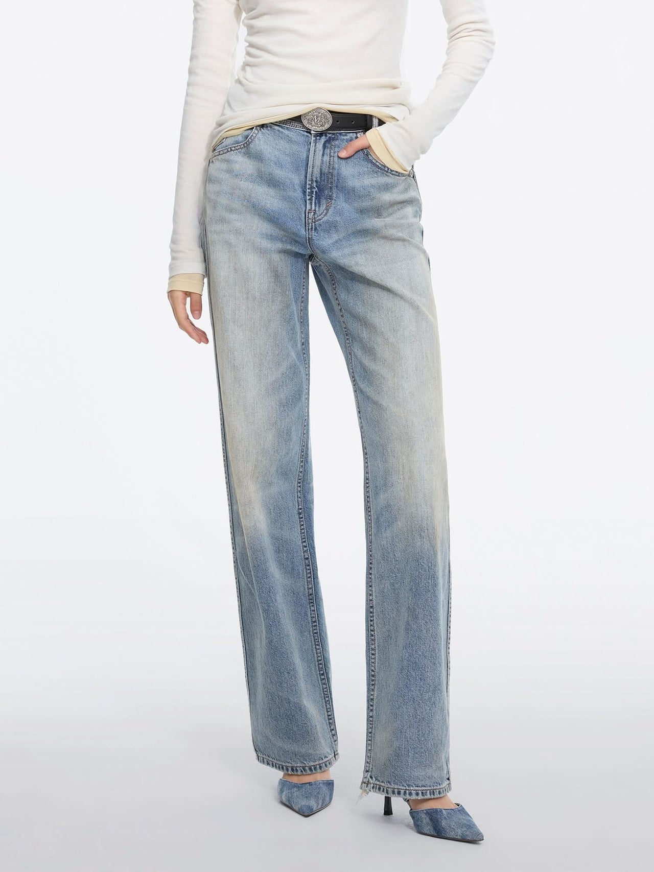 Straight-leg Denim Jeans