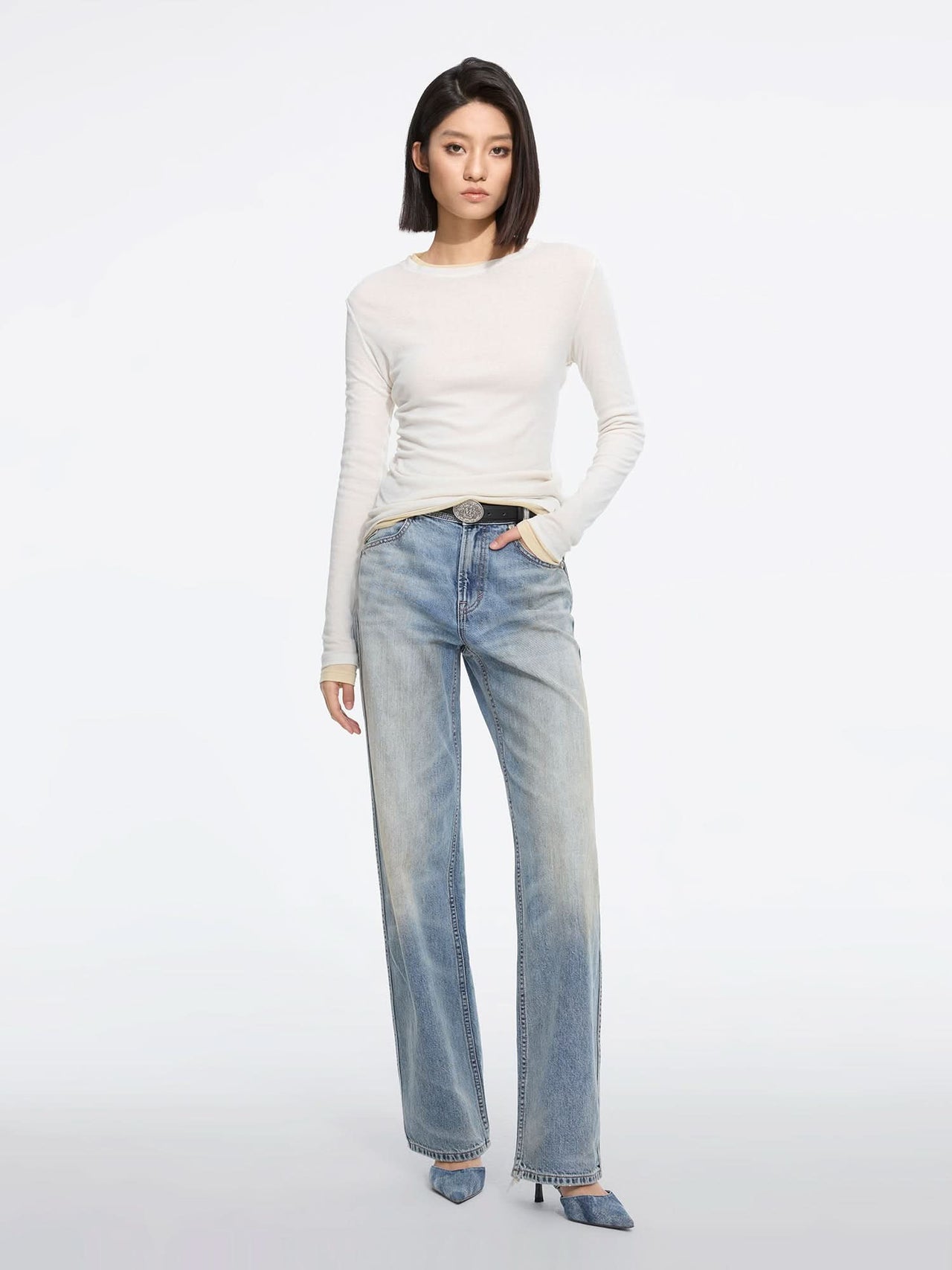 Straight-leg Denim Jeans