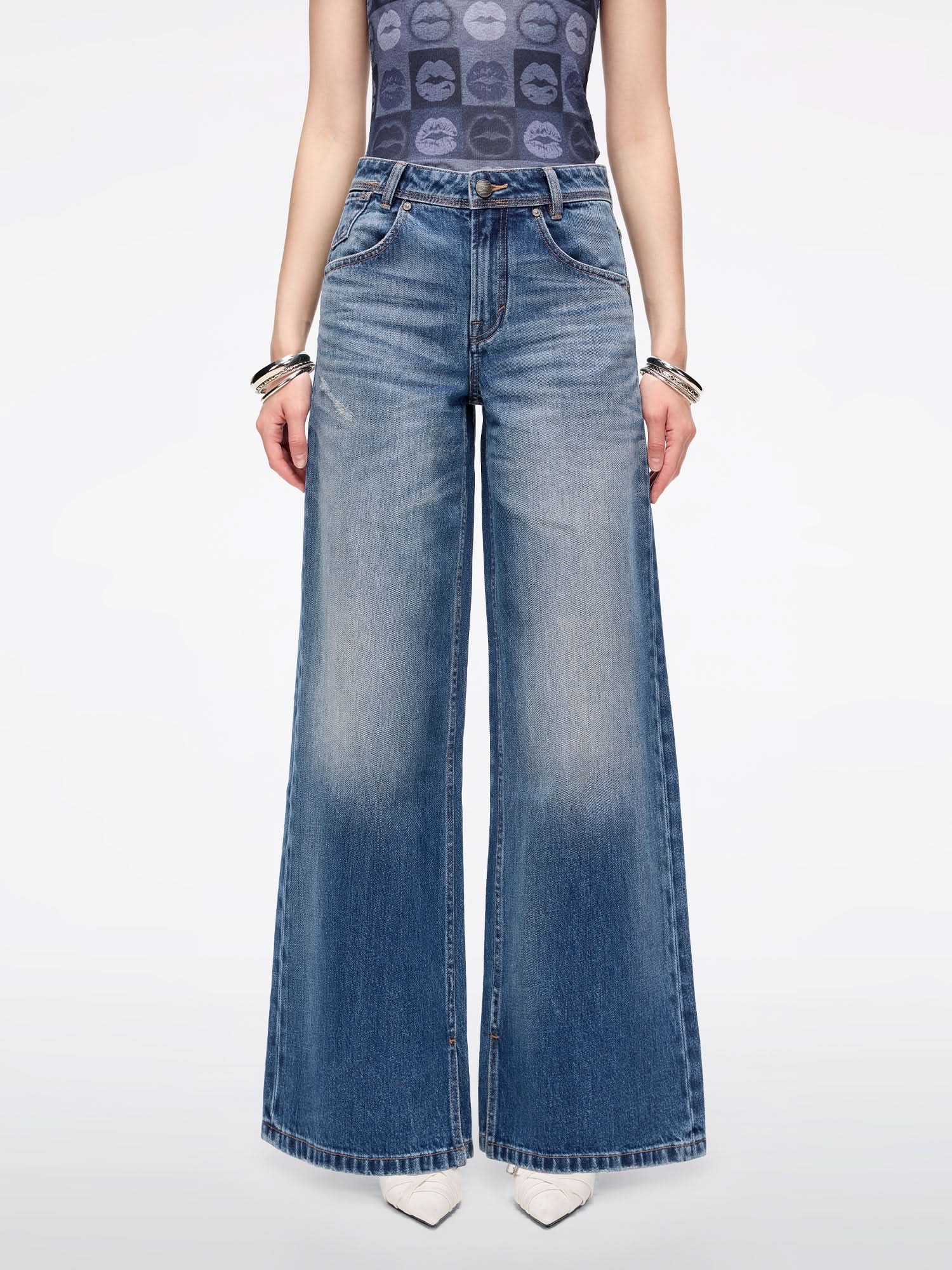 Wide-leg Denim Jeans