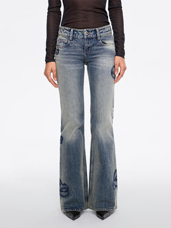 Rhinestone Flared Jeans