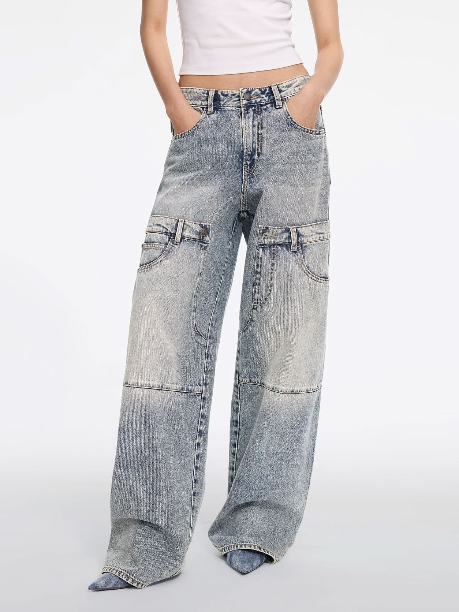 Patchwork Straight-Leg Jeans