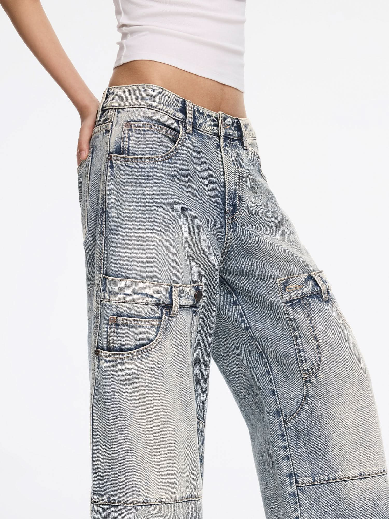 Patchwork Straight-Leg Jeans