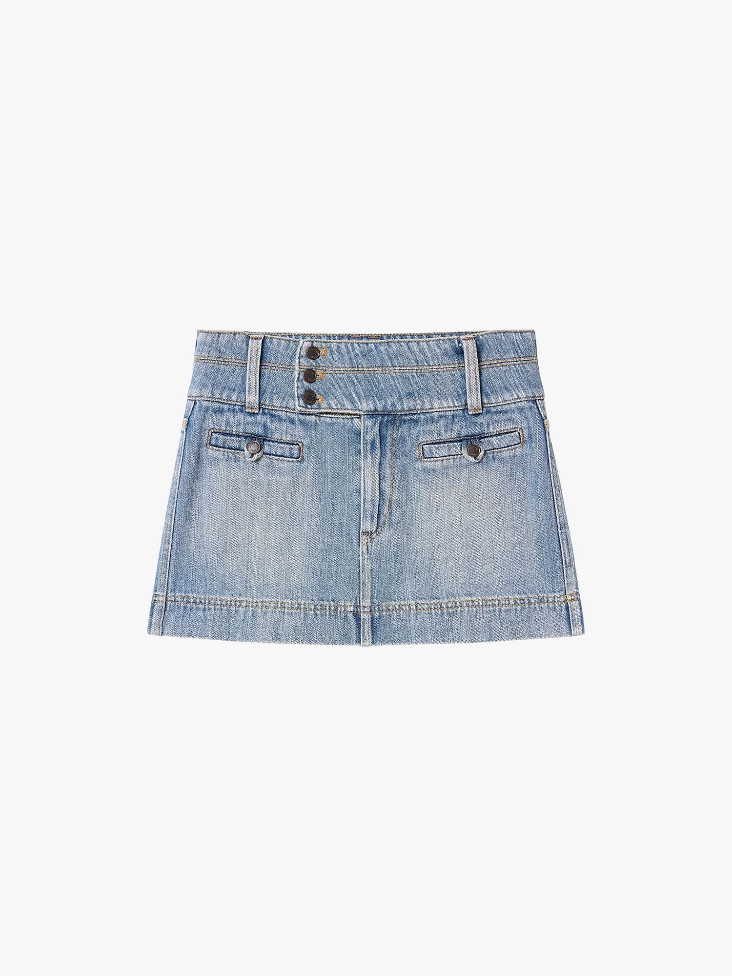 Multi-Button Denim Skirt