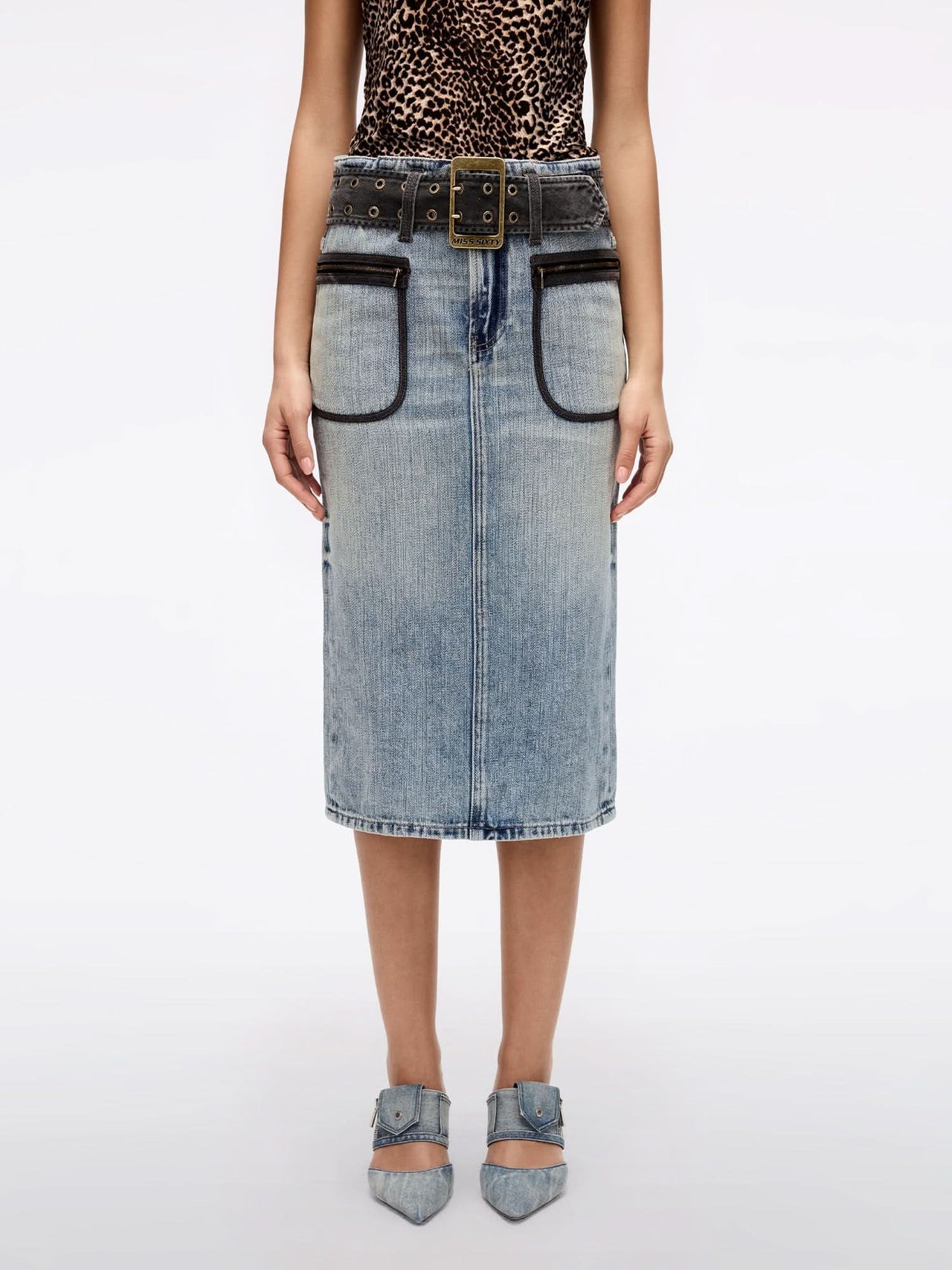 Slit Denim Skirt