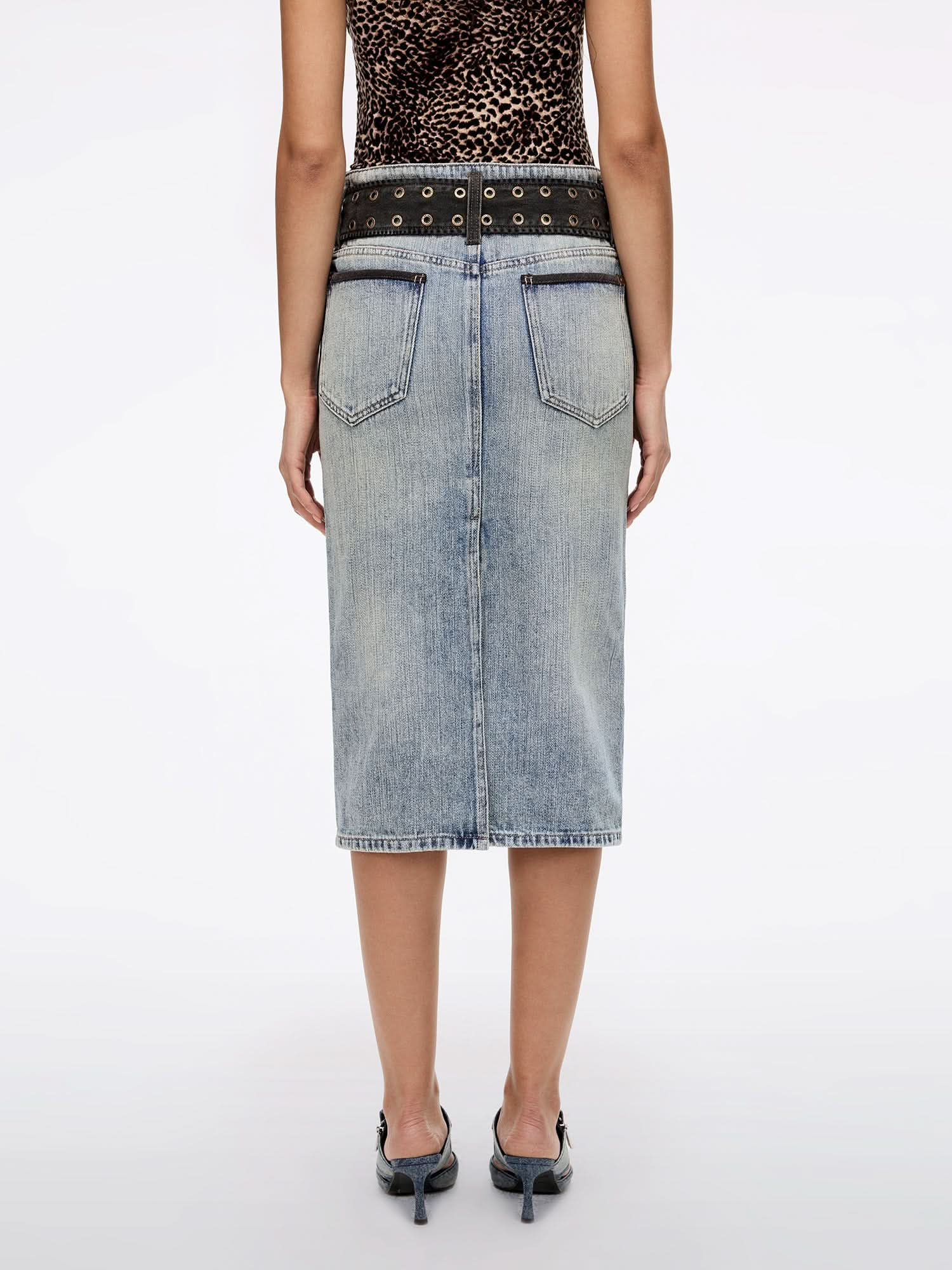 Slit Denim Skirt