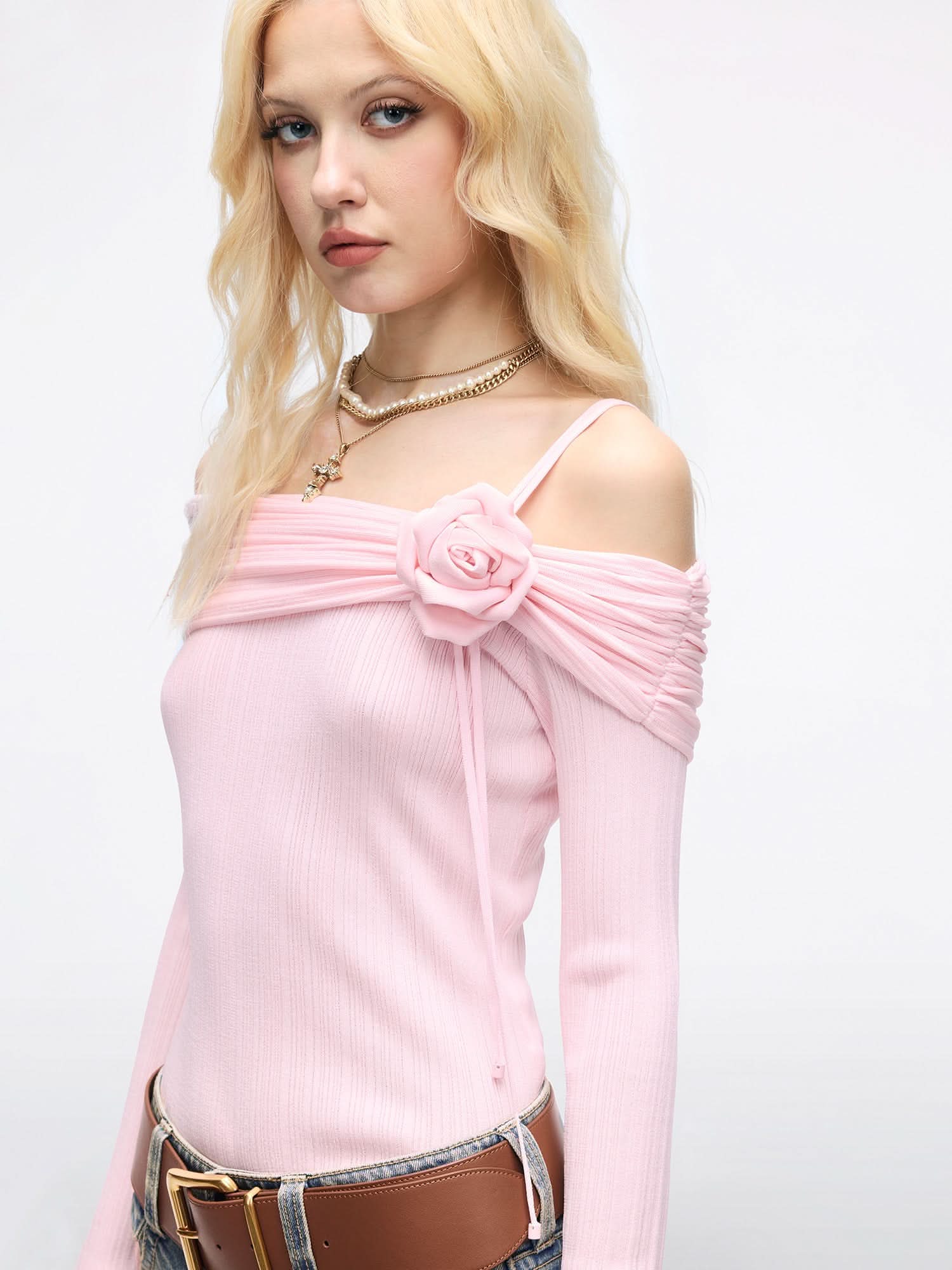 Off-the-Shoulder Knit Top - MISS SIXTY