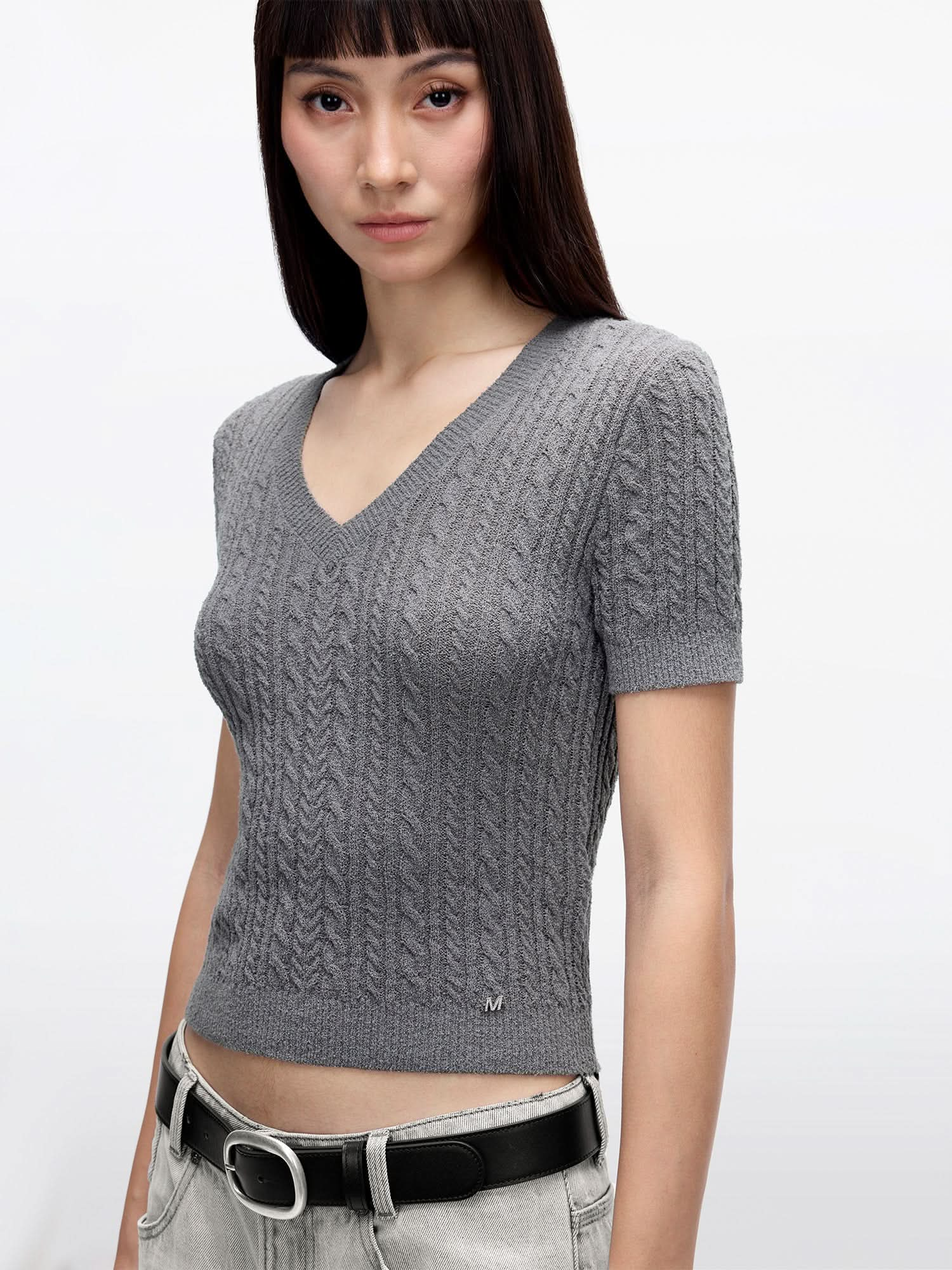 V-Neck Knit Top