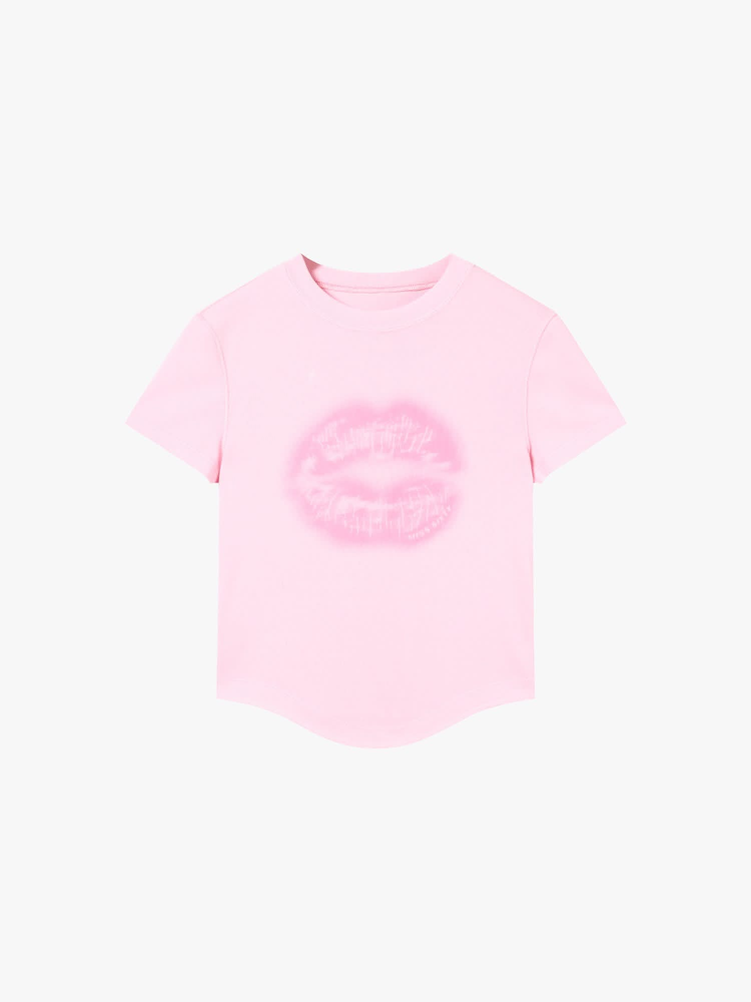 Round Neck Lip Print Short Sleeve T-Shirt