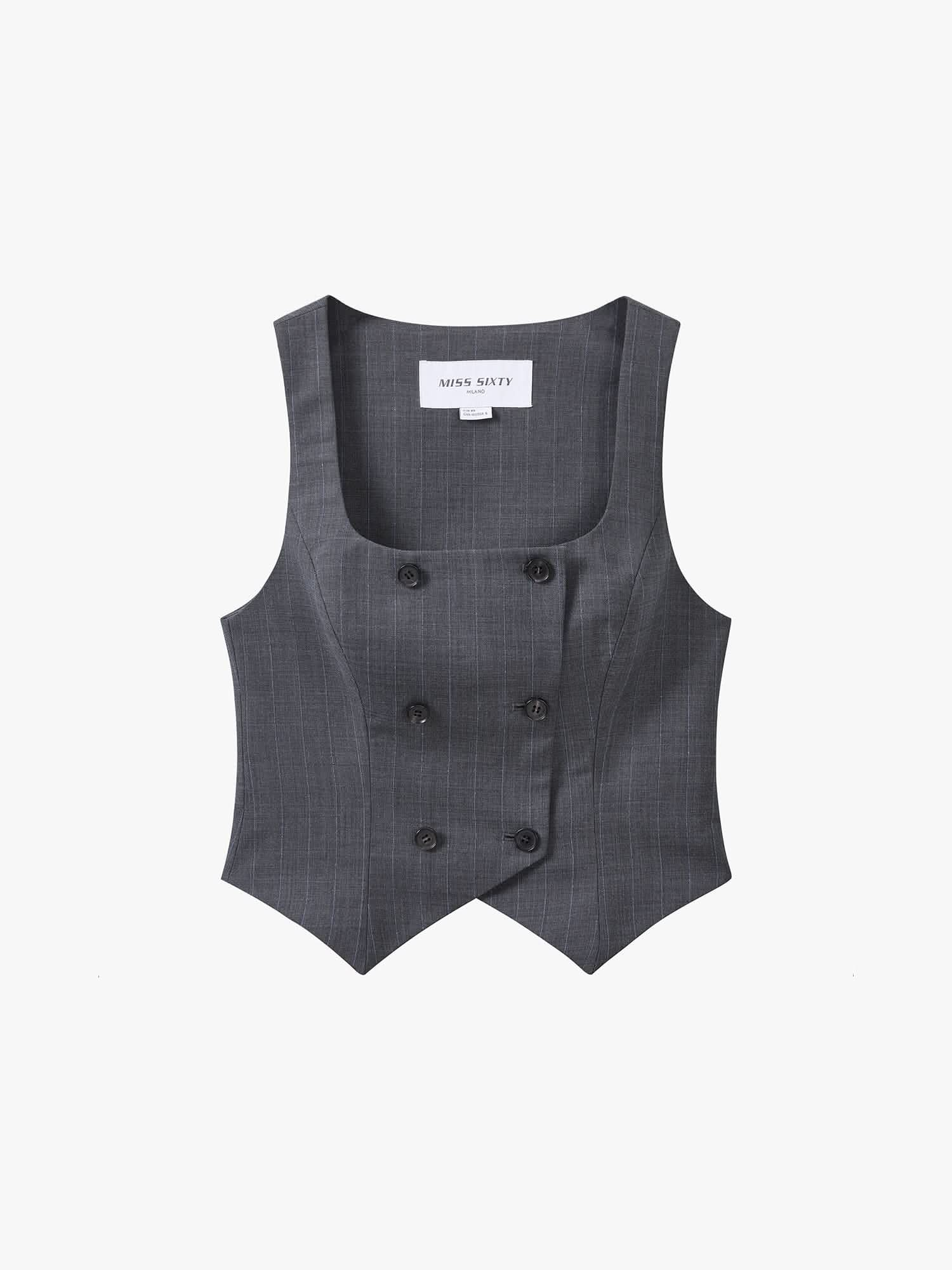 Double-Breasted Wool Blend Vest