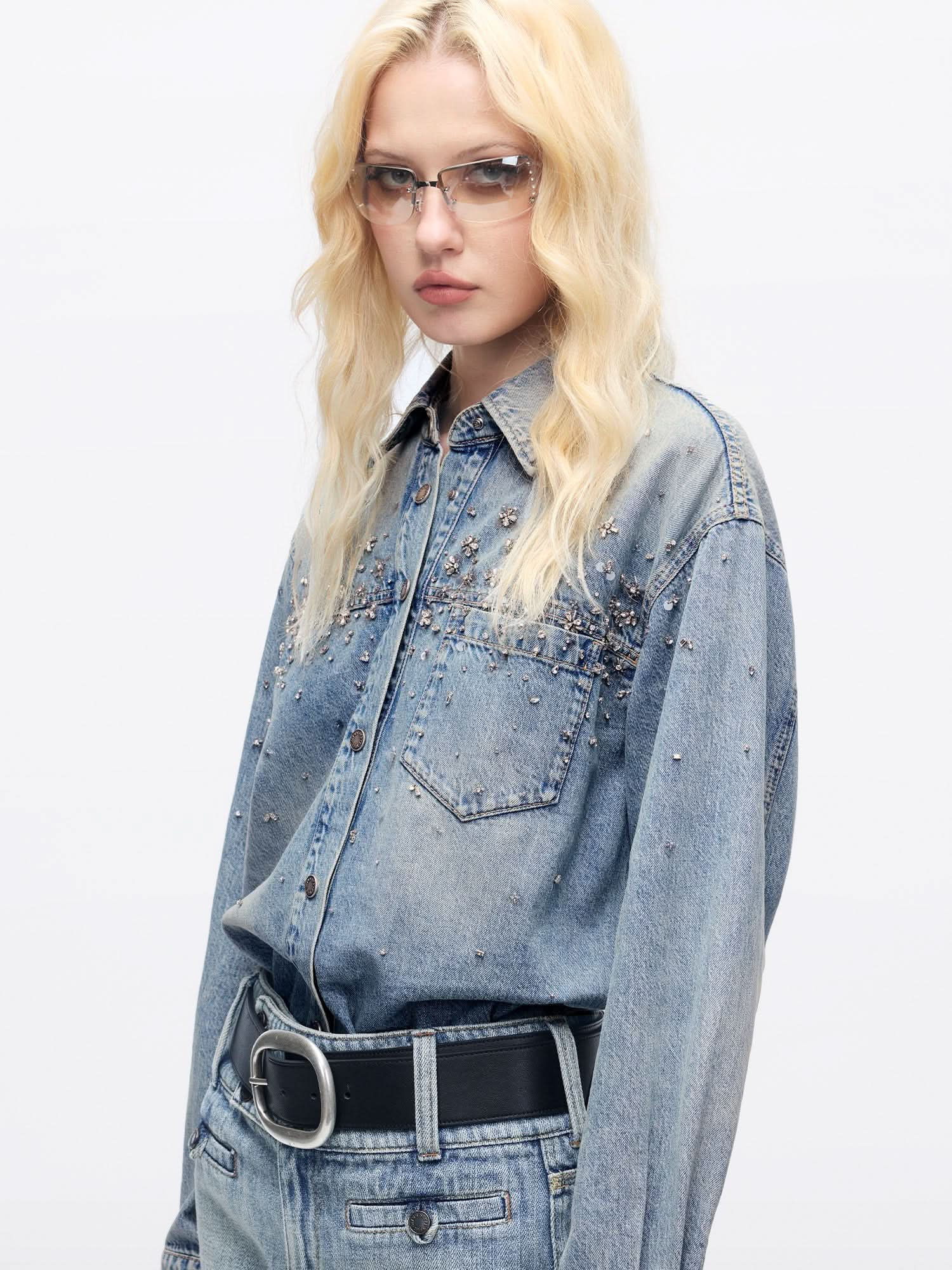 Beaded Denim Shirt