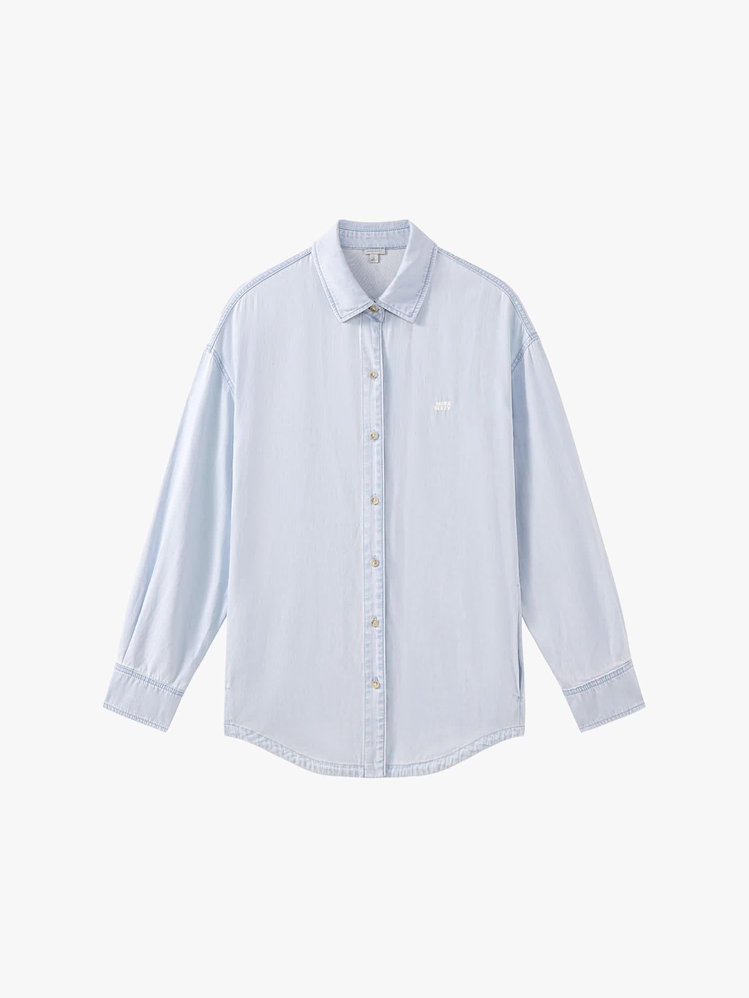 Single-Breasted Embroidered Denim Shirt