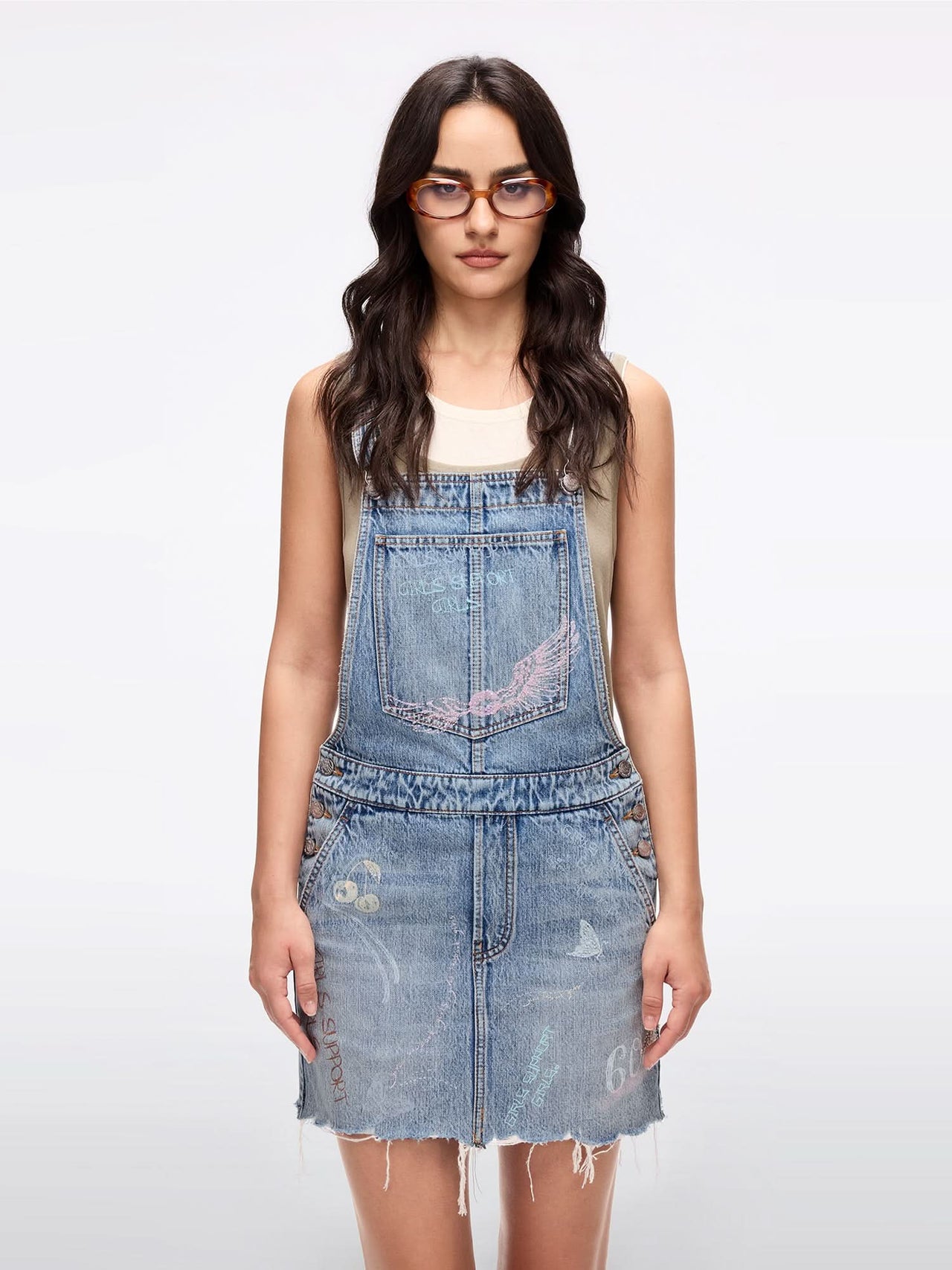 Graffiti Strap Denim Dress