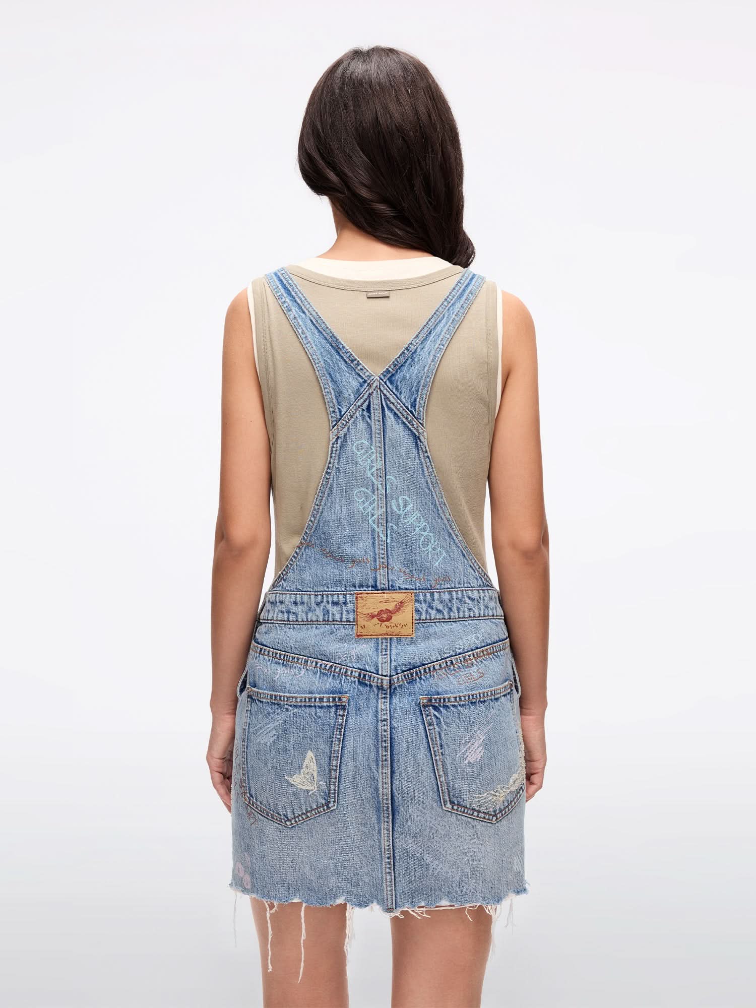 Graffiti Strap Denim Dress