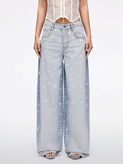 Beaded Wide-Leg Jeans