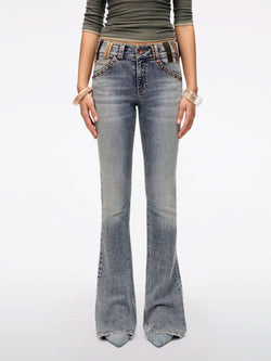 Belt Loop Flared Jeans