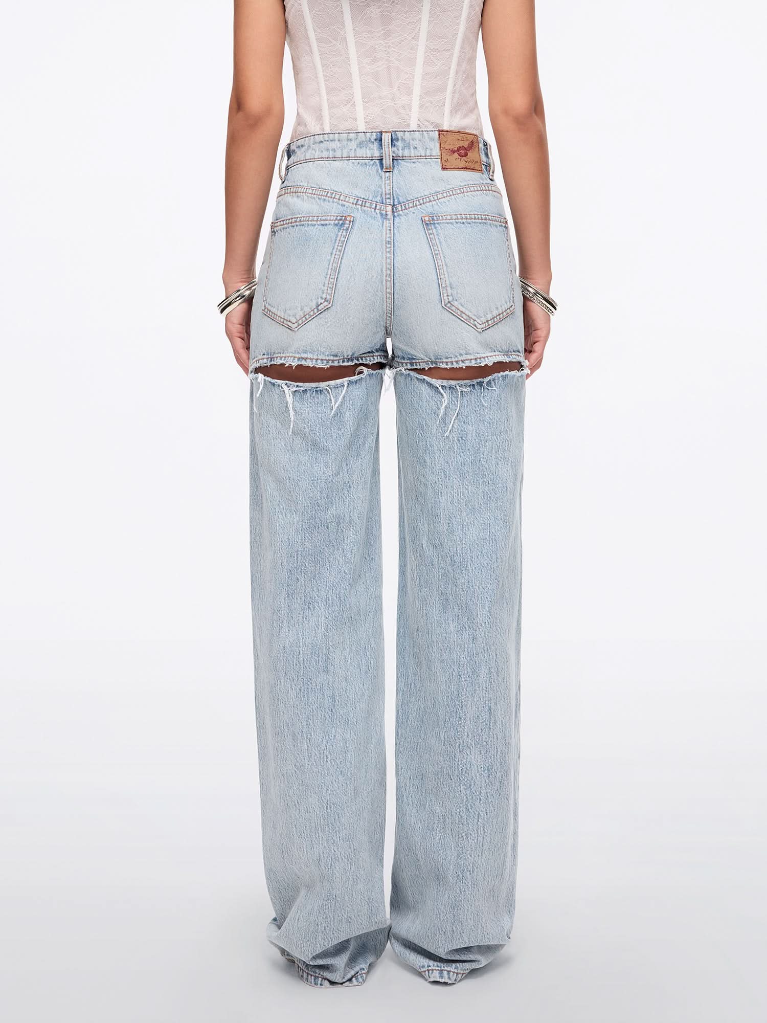 Ripped Straight-Leg Jeans