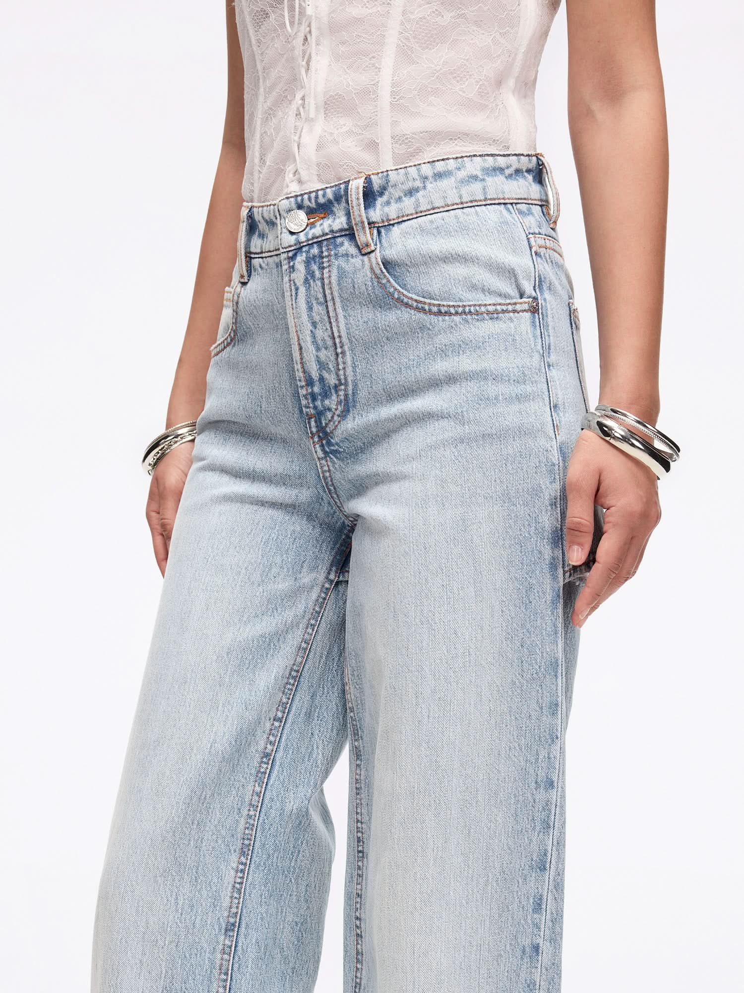 Ripped Straight-Leg Jeans